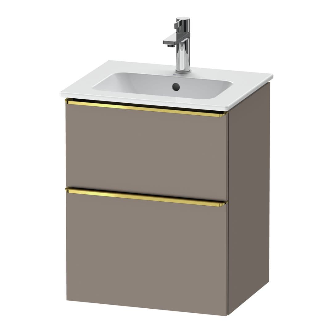 Duravit D-Neo – Έπιπλο Νιπτήρα – 510 mm, 2 συρτάρια, νιπτήρας κέντρο, Gold Polished – Basalte Matt, Decor (DE4360034430000)