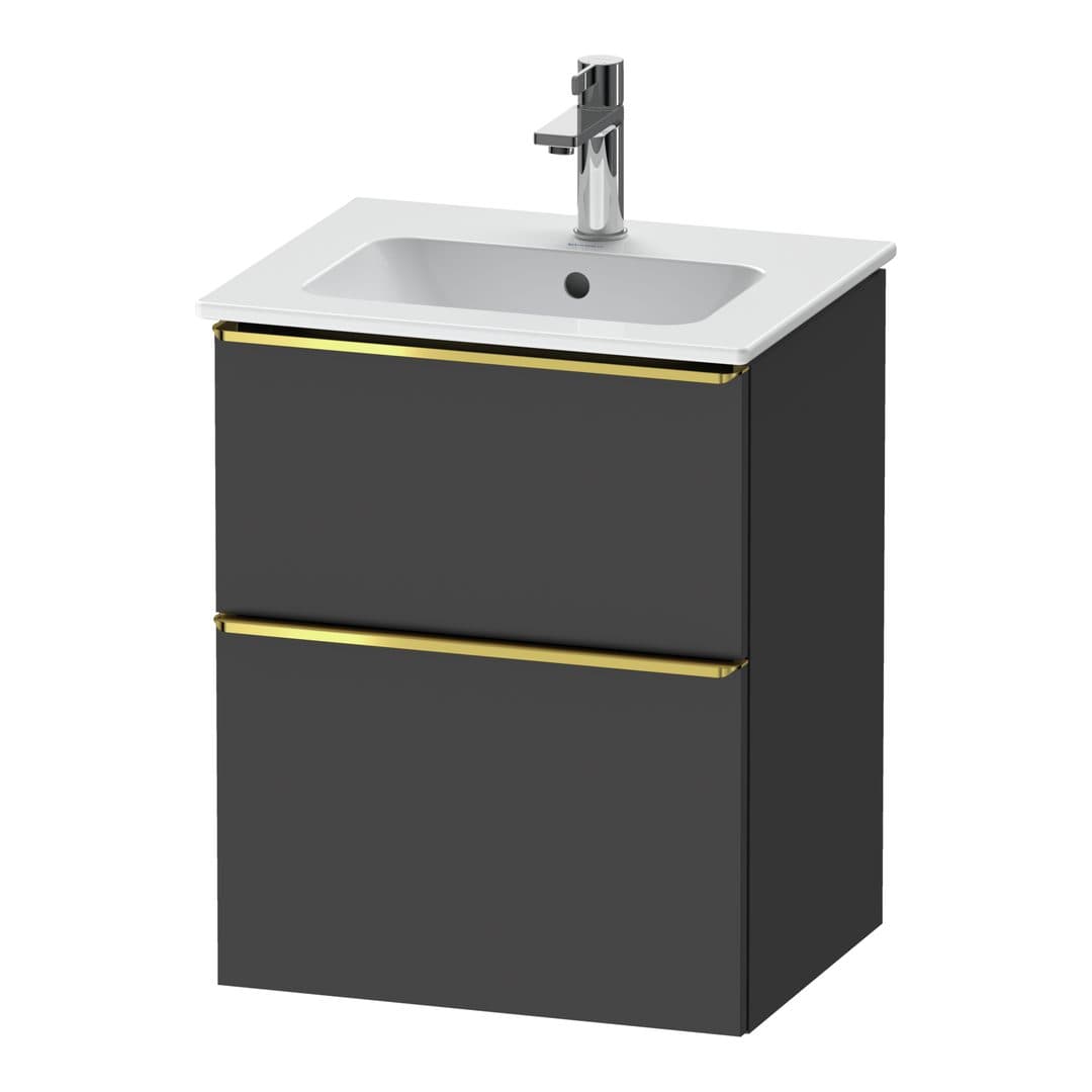 Duravit D-Neo – Έπιπλο Νιπτήρα – 510 mm, 2 συρτάρια, νιπτήρας κέντρο, Gold Polished – Graphite Matt, Decor (DE4360034490000)