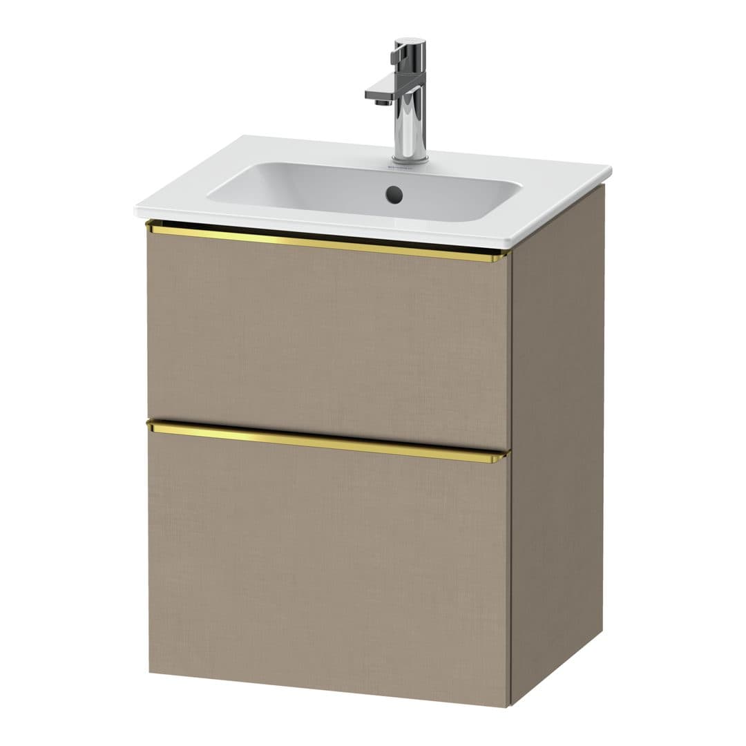 Duravit D-Neo – Έπιπλο Νιπτήρα – 510 mm, 2 συρτάρια, νιπτήρας κέντρο, Gold Polished – Linen Matt, Decor (DE4360034750000)