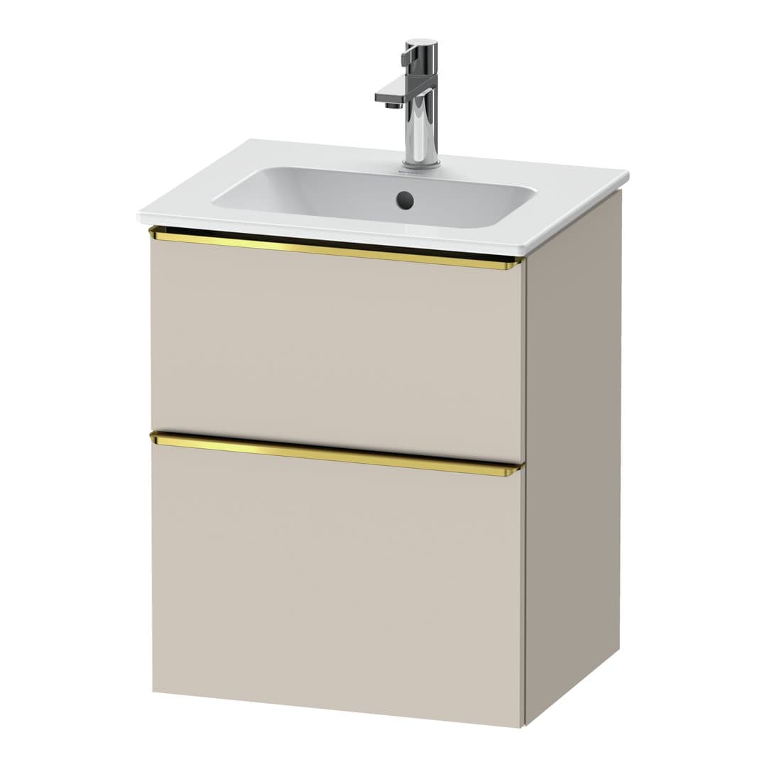 Duravit D-Neo – Έπιπλο Νιπτήρα – 510 mm, 2 συρτάρια, νιπτήρας κέντρο, Gold Polished – Taupe Matt, Decor (DE4360034910000)