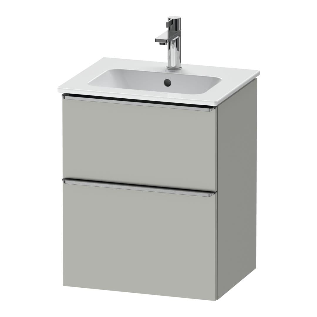 Duravit D-Neo – Έπιπλο Νιπτήρα – 510 mm, 2 συρτάρια, νιπτήρας κέντρο, Stainless steel Brushed – Concrete grey Matt, Decor (DE4360070070000)