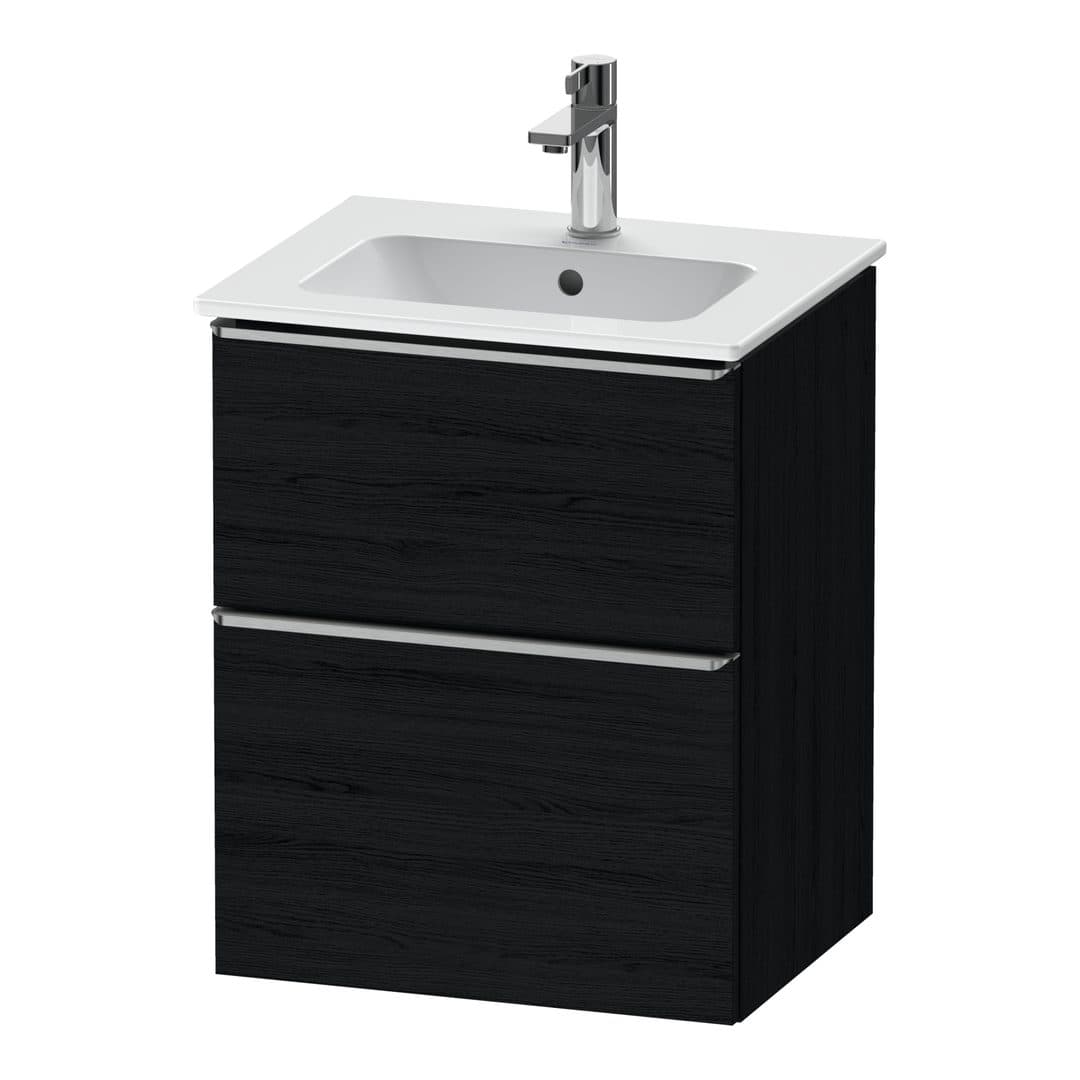 Duravit D-Neo – Έπιπλο Νιπτήρα – 510 mm, 2 συρτάρια, νιπτήρας κέντρο, Stainless steel Brushed – Black oak Matt, Decor (DE4360070160000)