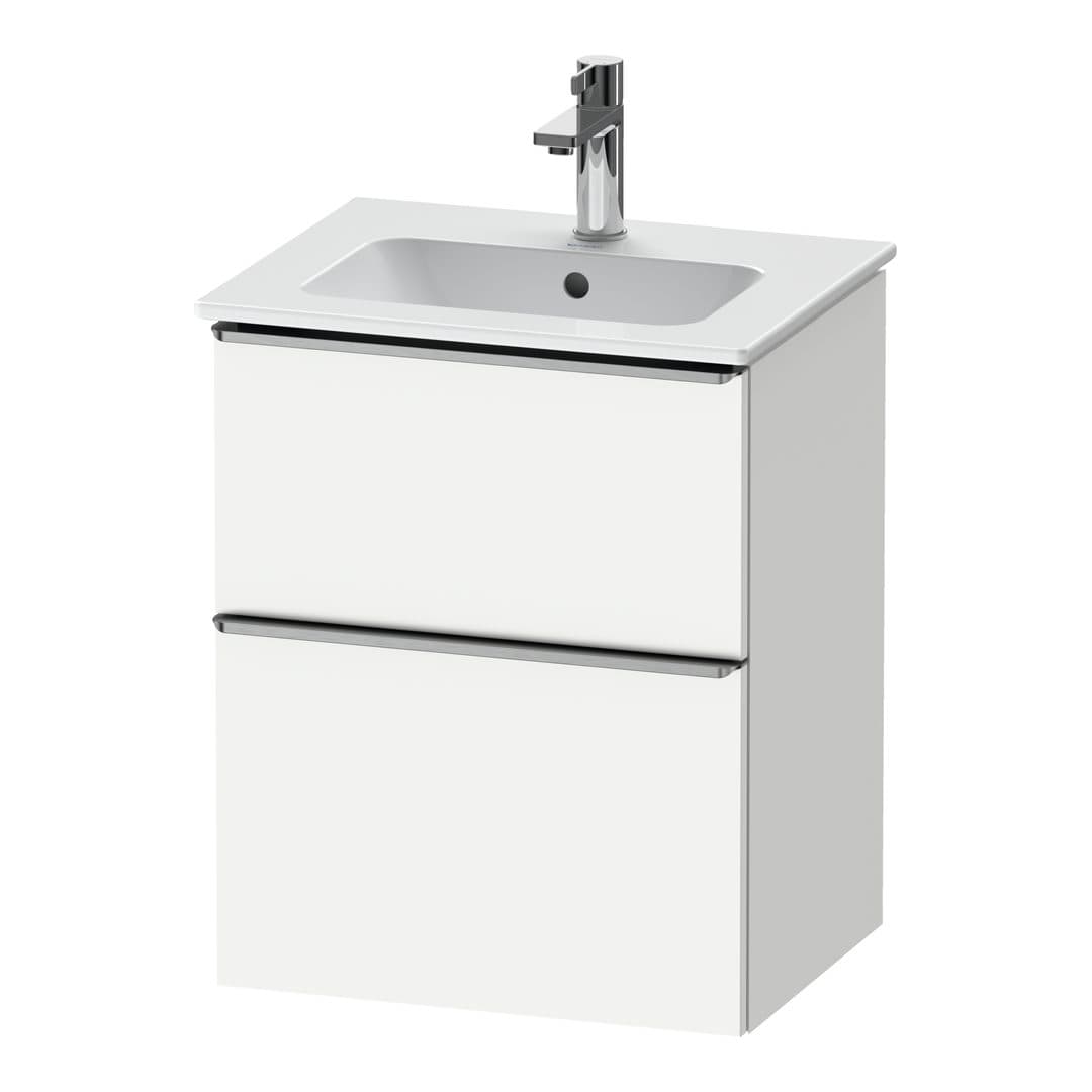 Duravit D-Neo – Έπιπλο Νιπτήρα – 510 mm, 2 συρτάρια, νιπτήρας κέντρο, Stainless steel Brushed – White Matt, Decor (DE4360070180000)