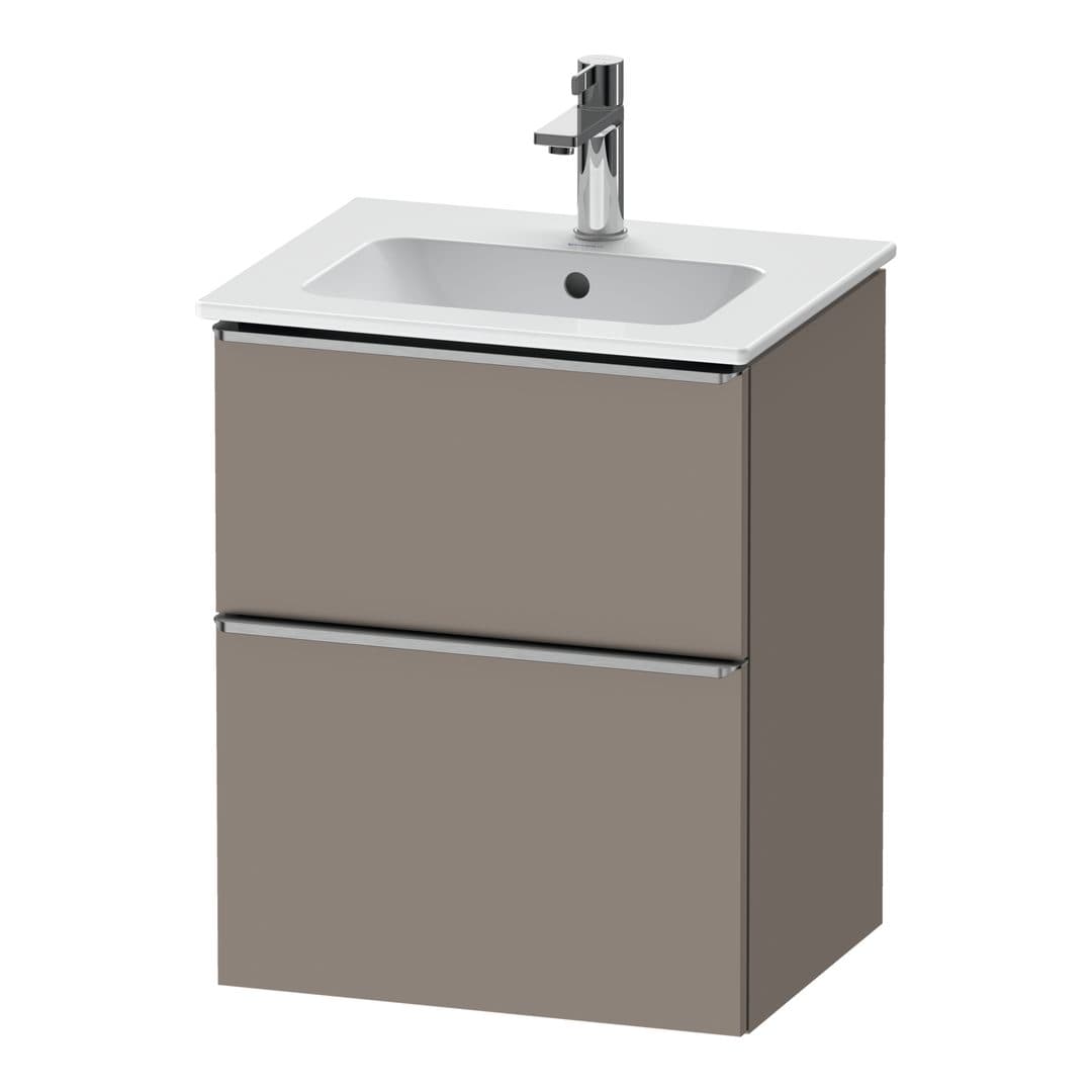 Duravit D-Neo – Έπιπλο Νιπτήρα – 510 mm, 2 συρτάρια, νιπτήρας κέντρο, Stainless steel Brushed – Basalte Matt, Decor (DE4360070430000)