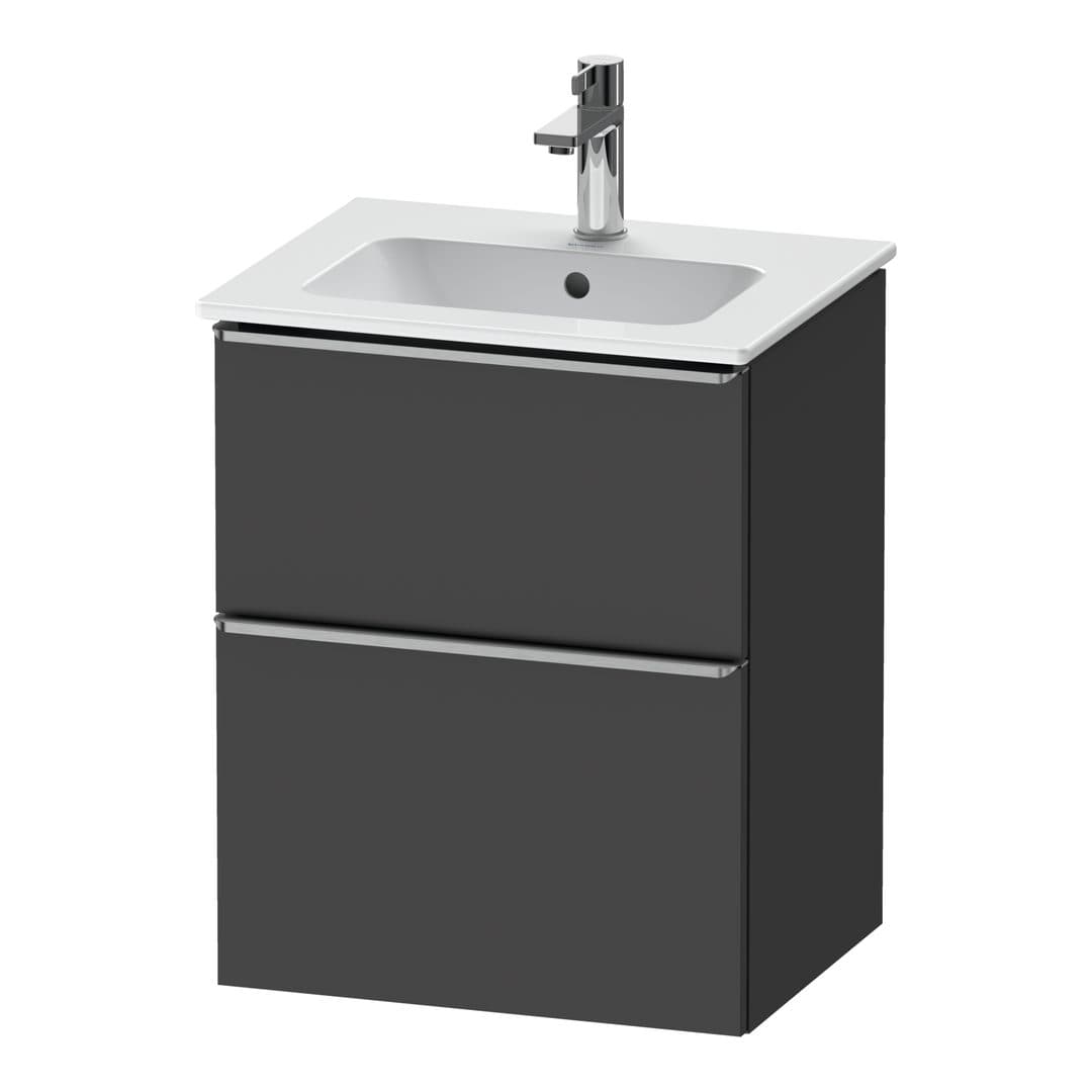 Duravit D-Neo – Έπιπλο Νιπτήρα – 510 mm, 2 συρτάρια, νιπτήρας κέντρο, Stainless steel Brushed – Graphite Matt, Decor (DE4360070490000)