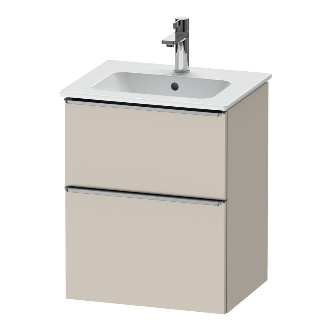 Duravit D-Neo – Έπιπλο Νιπτήρα – 510 mm, 2 συρτάρια, νιπτήρας κέντρο, Stainless steel Brushed – Taupe Matt, Decor (DE4360070910000)