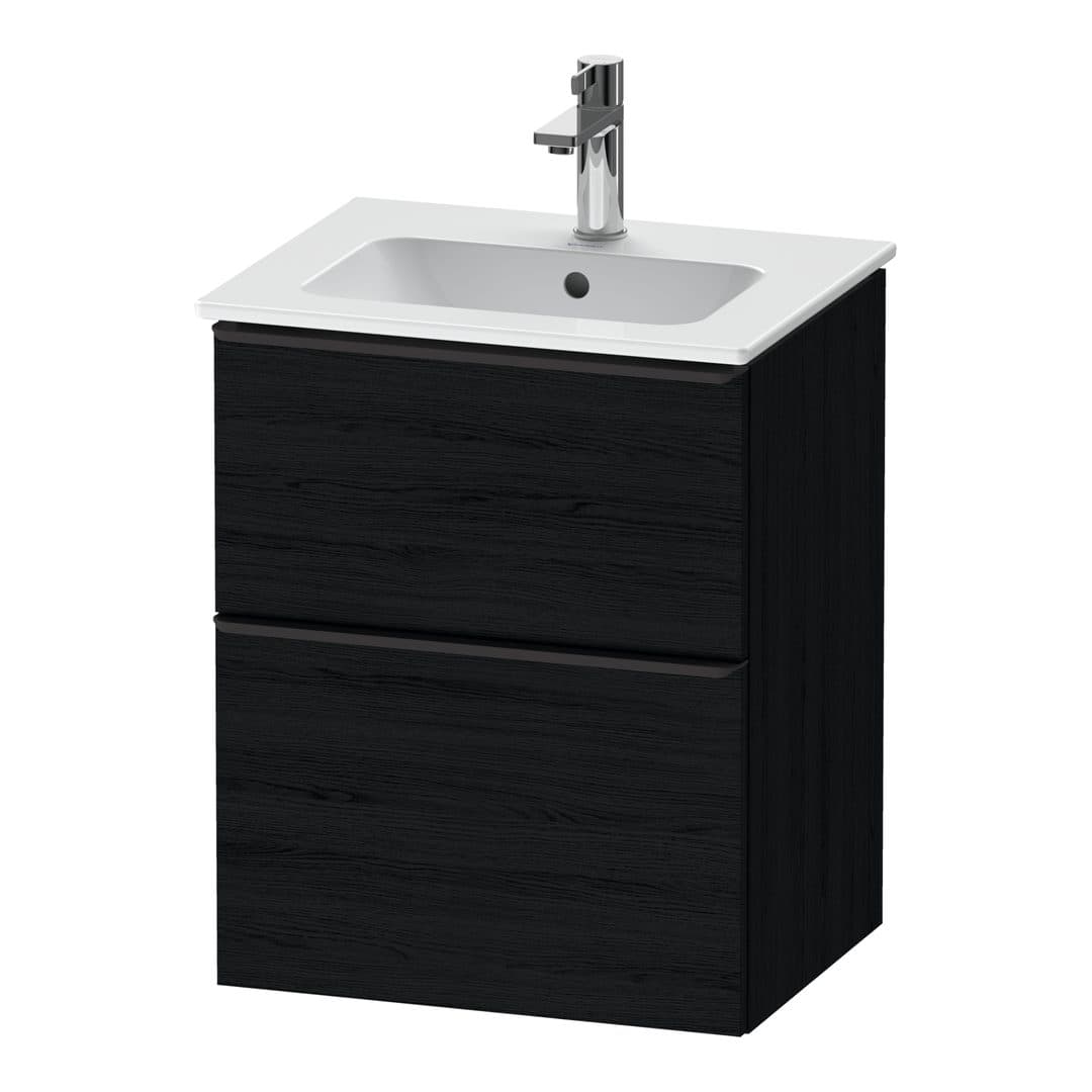 Duravit D-Neo – Έπιπλο Νιπτήρα – 510 mm, 2 συρτάρια, νιπτήρας κέντρο, Diamond black Matt – Black oak Matt, Decor (DE43600BD160000)