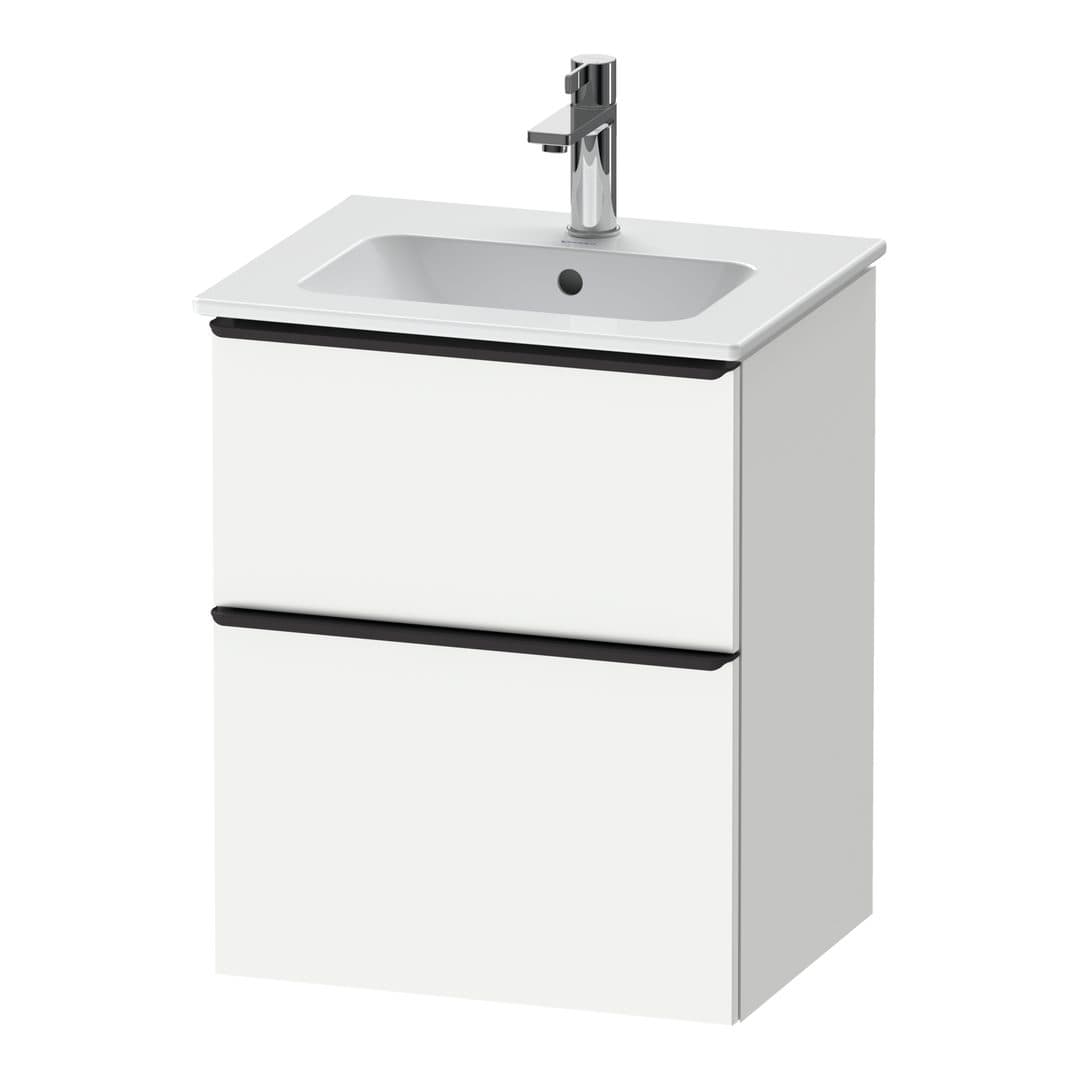 Duravit D-Neo – Έπιπλο Νιπτήρα – 510 mm, 2 συρτάρια, νιπτήρας κέντρο, Diamond black Matt – White Matt, Decor (DE43600BD180000)