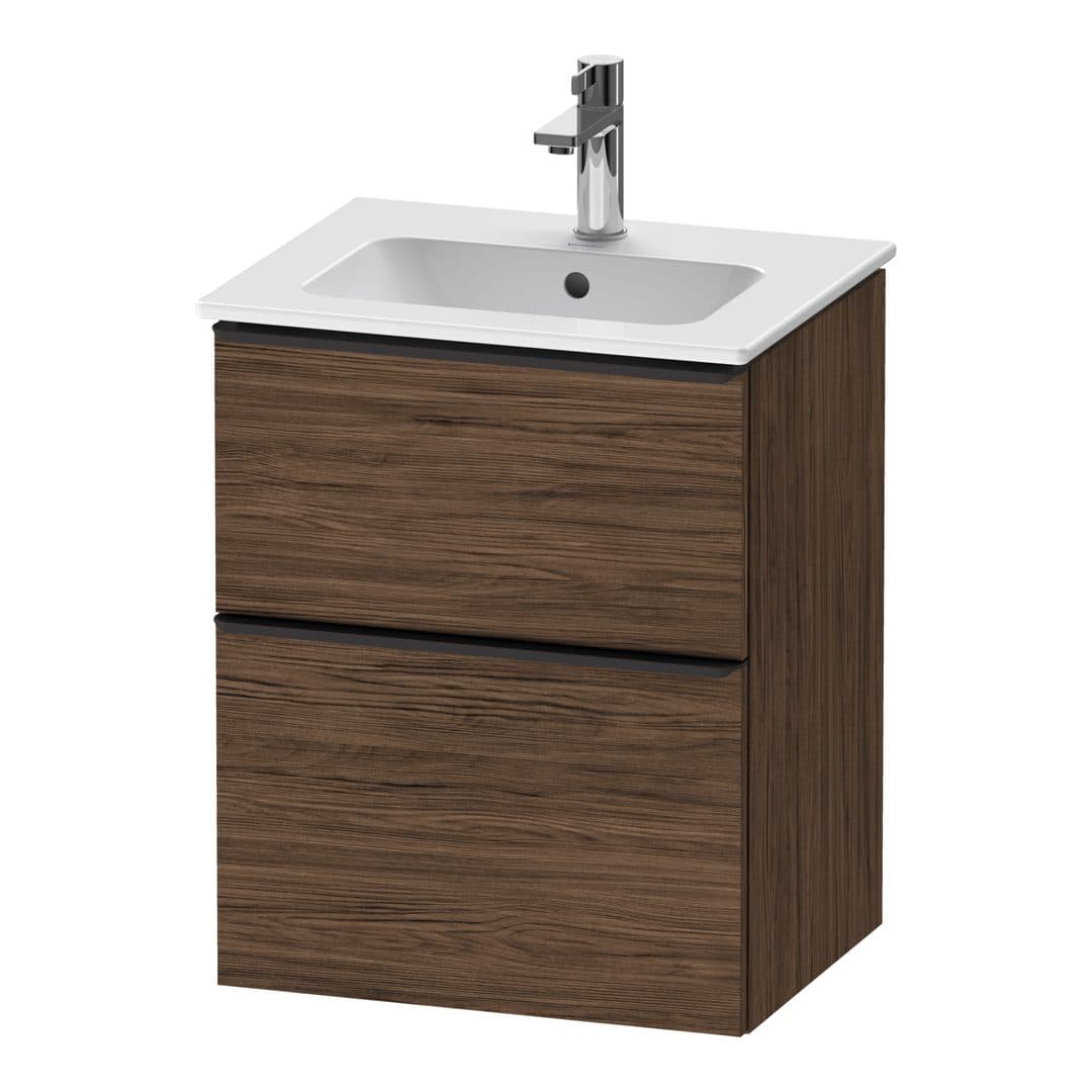 Duravit D-Neo – Έπιπλο Νιπτήρα – 510 mm, 2 συρτάρια, νιπτήρας κέντρο, Diamond black Matt – Walnut dark Matt, Decor (DE43600BD210000)