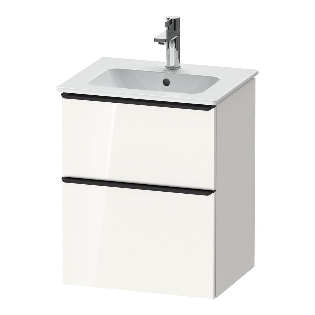Duravit D-Neo – Έπιπλο Νιπτήρα – 510 mm, 2 συρτάρια, νιπτήρας κέντρο, Diamond black Matt – White High Gloss, Decor (DE43600BD220000)