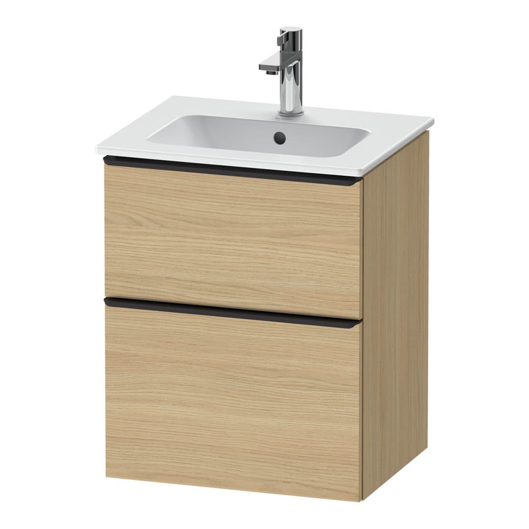 Duravit D-Neo – Έπιπλο Νιπτήρα – 510 mm, 2 συρτάρια, νιπτήρας κέντρο, Diamond black Matt – Natural oak, Decor (DE43600BD300000)