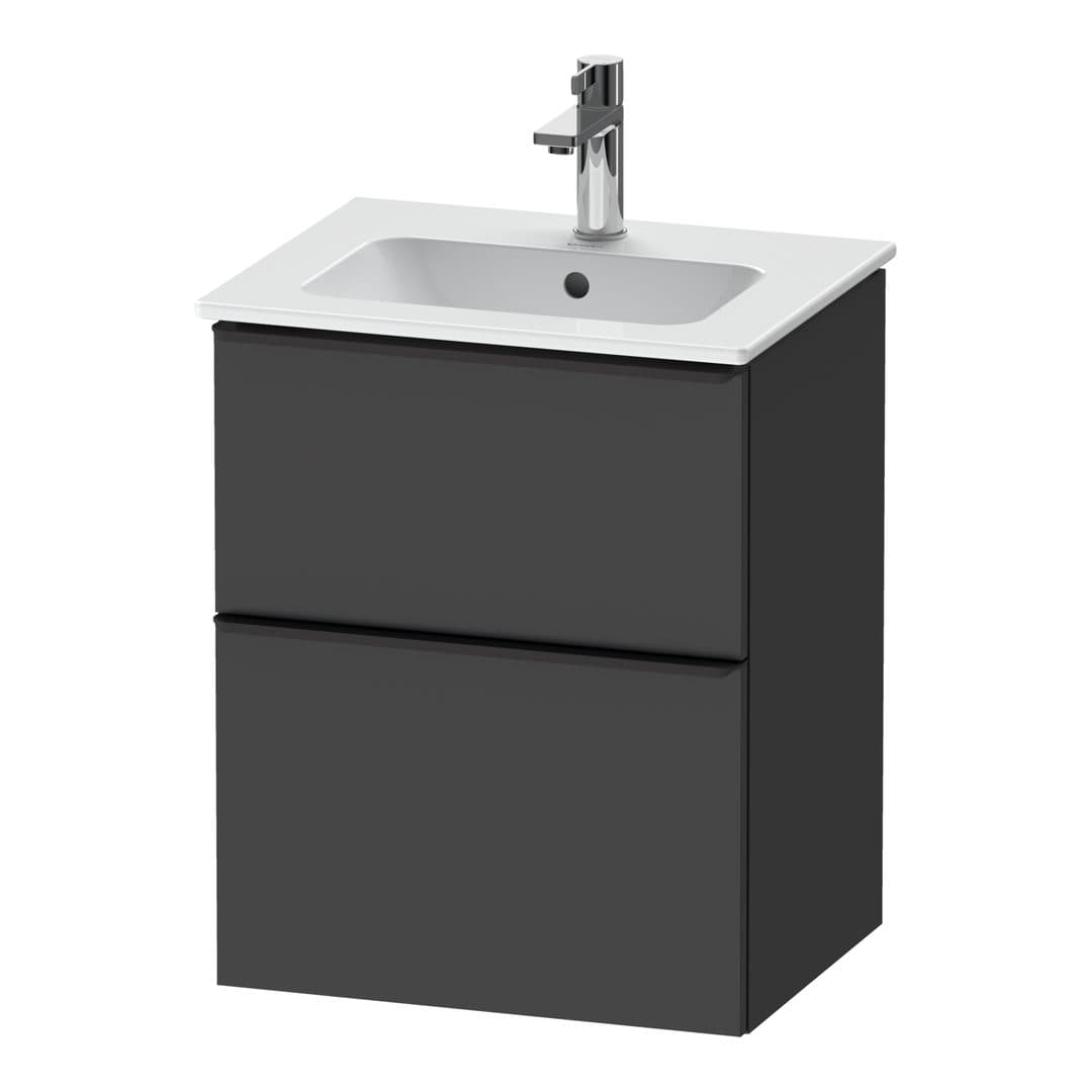 Duravit D-Neo – Έπιπλο Νιπτήρα – 510 mm, 2 συρτάρια, νιπτήρας κέντρο, Diamond black Matt – Graphite Matt, Decor (DE43600BD490000)