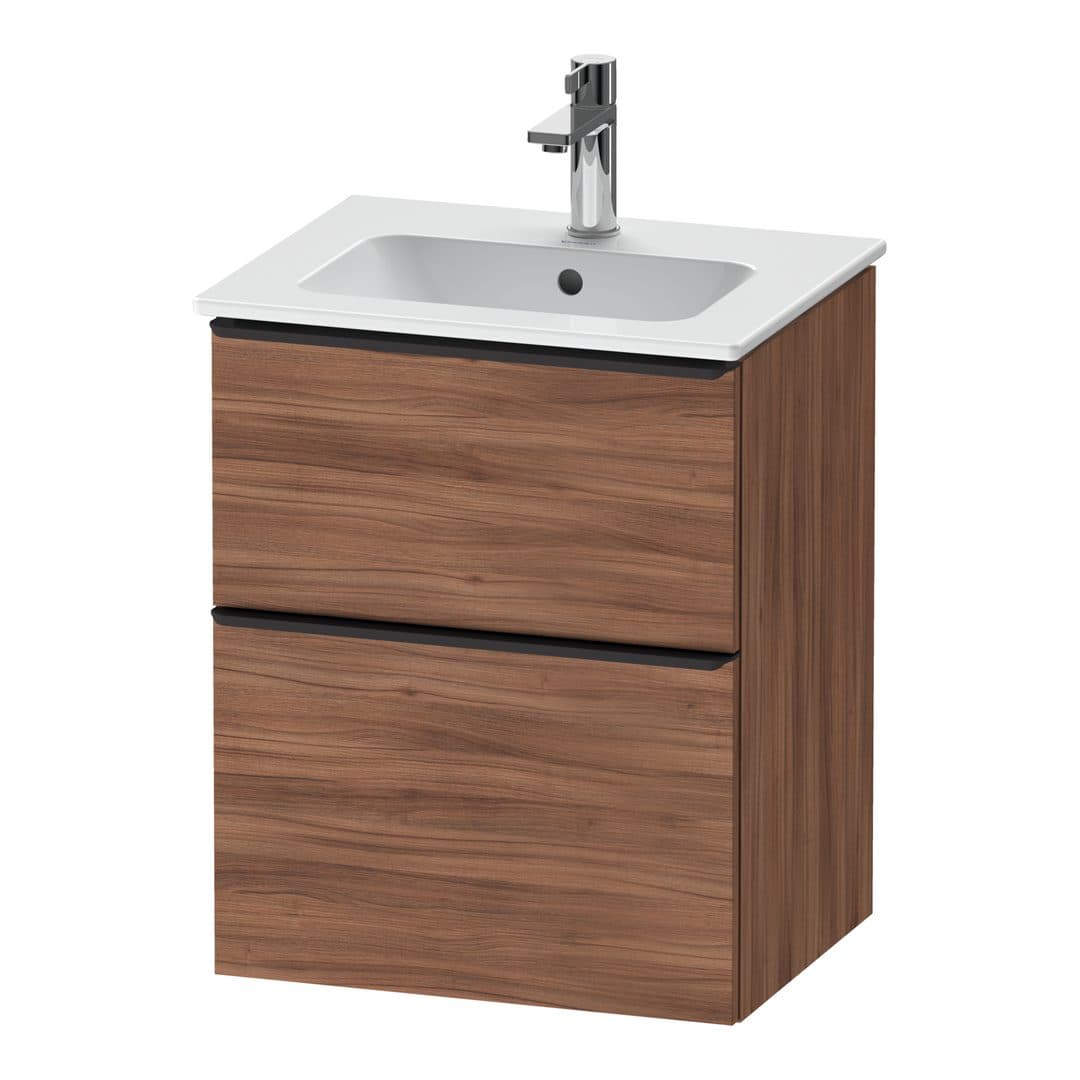 Duravit D-Neo – Έπιπλο Νιπτήρα – 510 mm, 2 συρτάρια, νιπτήρας κέντρο, Diamond black Matt – Walnut Matt, Decor (DE43600BD790000)