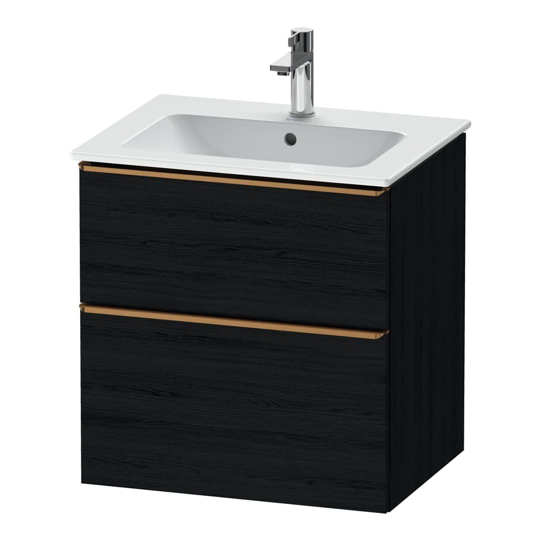 Duravit D-Neo – Έπιπλο Νιπτήρα – 610 mm, 2 συρτάρια, νιπτήρας κέντρο, Bronze Brushed – Black oak Matt, Decor (DE4361004160000)