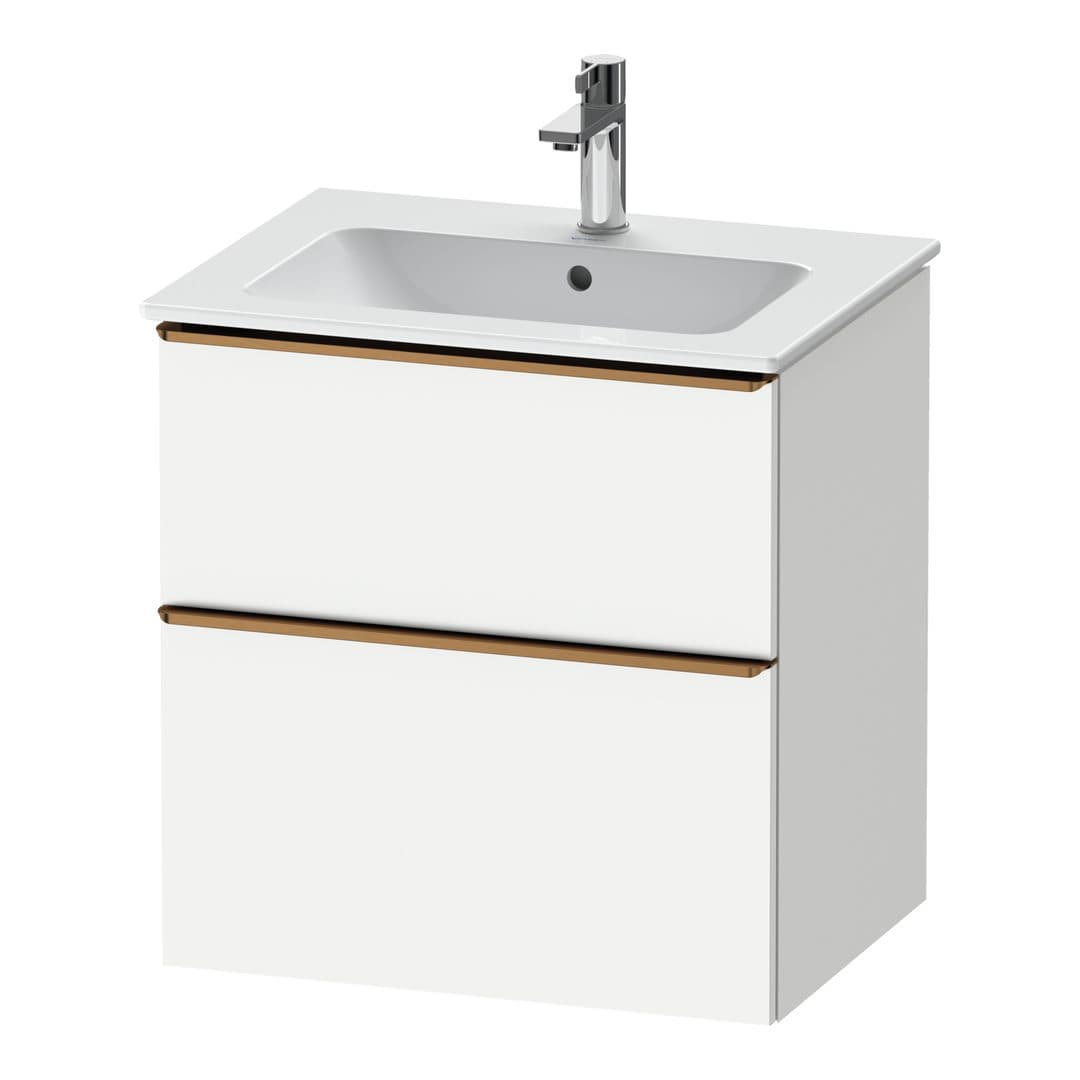 Duravit D-Neo – Έπιπλο Νιπτήρα – 610 mm, 2 συρτάρια, νιπτήρας κέντρο, Bronze Brushed – White Matt, Decor (DE4361004180000)