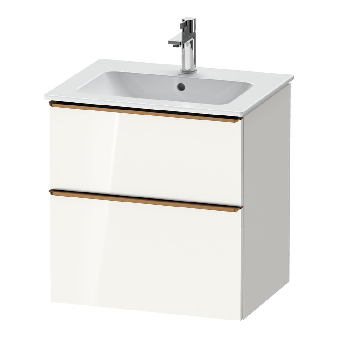 Duravit D-Neo – Έπιπλο Νιπτήρα – 610 mm, 2 συρτάρια, νιπτήρας κέντρο, Bronze Brushed – White High Gloss, Decor (DE4361004220000)