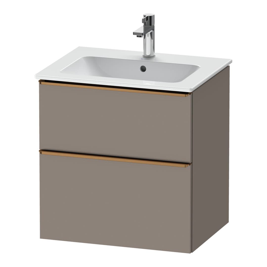 Duravit D-Neo – Έπιπλο Νιπτήρα – 610 mm, 2 συρτάρια, νιπτήρας κέντρο, Bronze Brushed – Basalte Matt, Decor (DE4361004430000)
