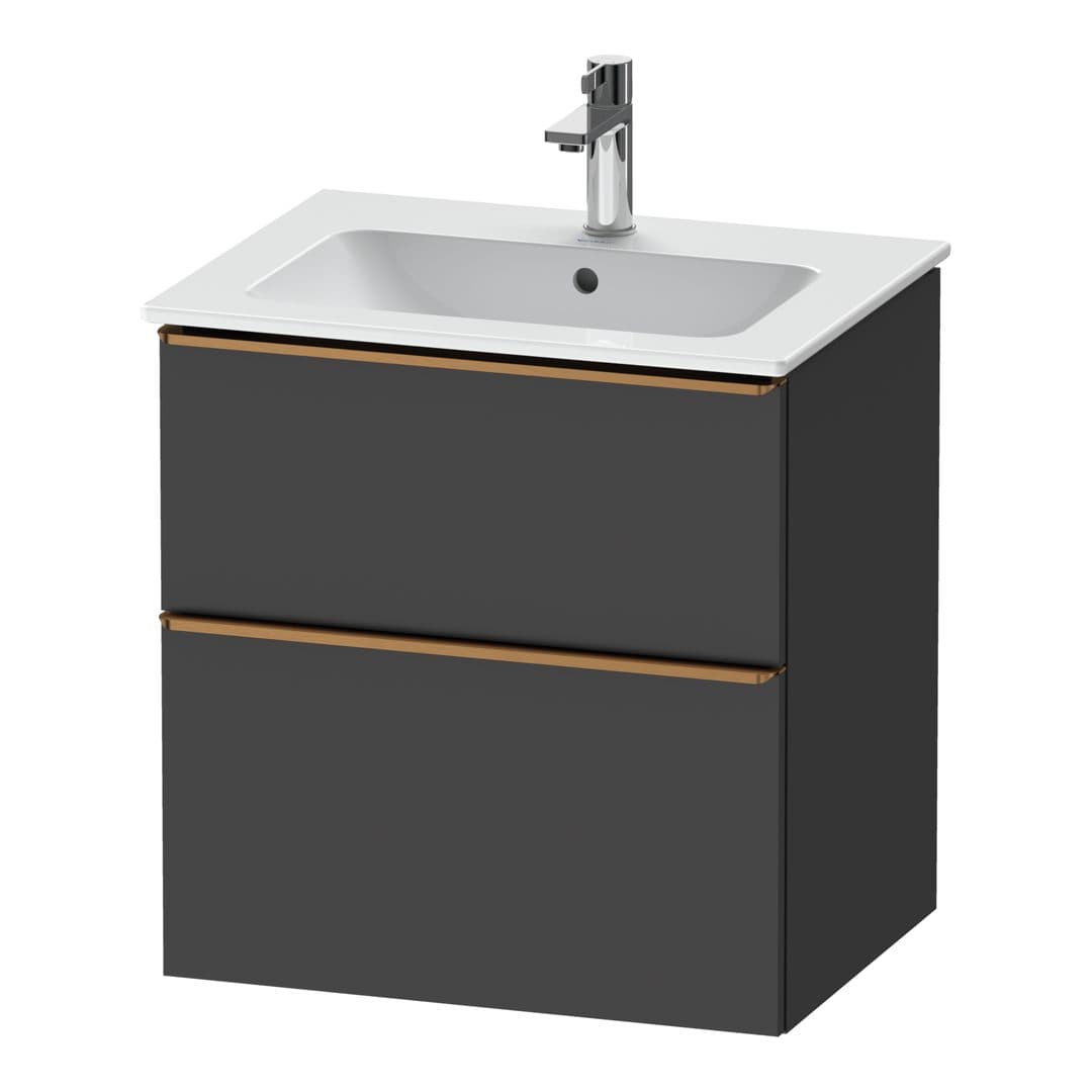 Duravit D-Neo – Έπιπλο Νιπτήρα – 610 mm, 2 συρτάρια, νιπτήρας κέντρο, Bronze Brushed – Graphite Matt, Decor (DE4361004490000)