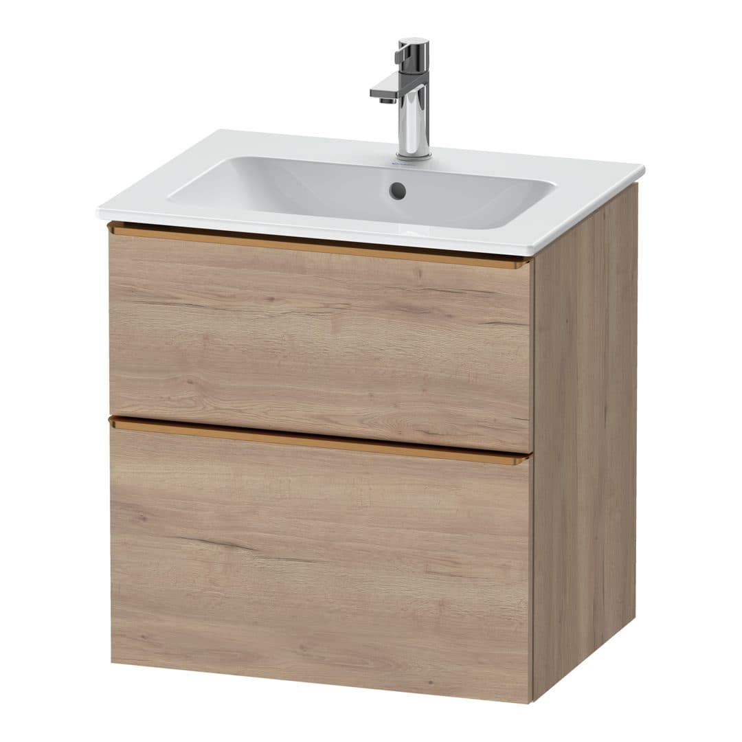 Duravit D-Neo – Έπιπλο Νιπτήρα – 610 mm, 2 συρτάρια, νιπτήρας κέντρο, Bronze Brushed – Marbled Oak Matt, Decor (DE4361004550000)