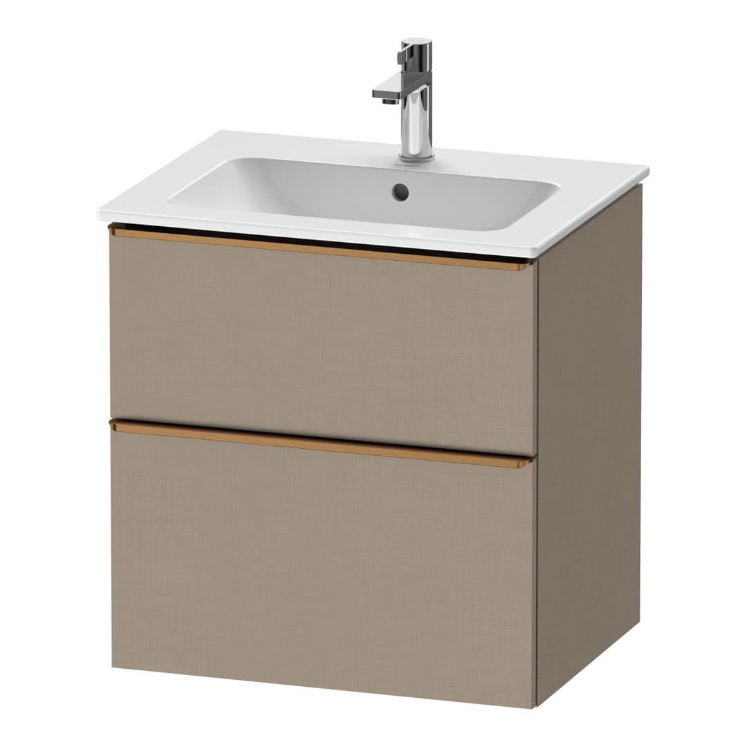 Duravit D-Neo – Έπιπλο Νιπτήρα – 610 mm, 2 συρτάρια, νιπτήρας κέντρο, Bronze Brushed – Linen Matt, Decor (DE4361004750000)