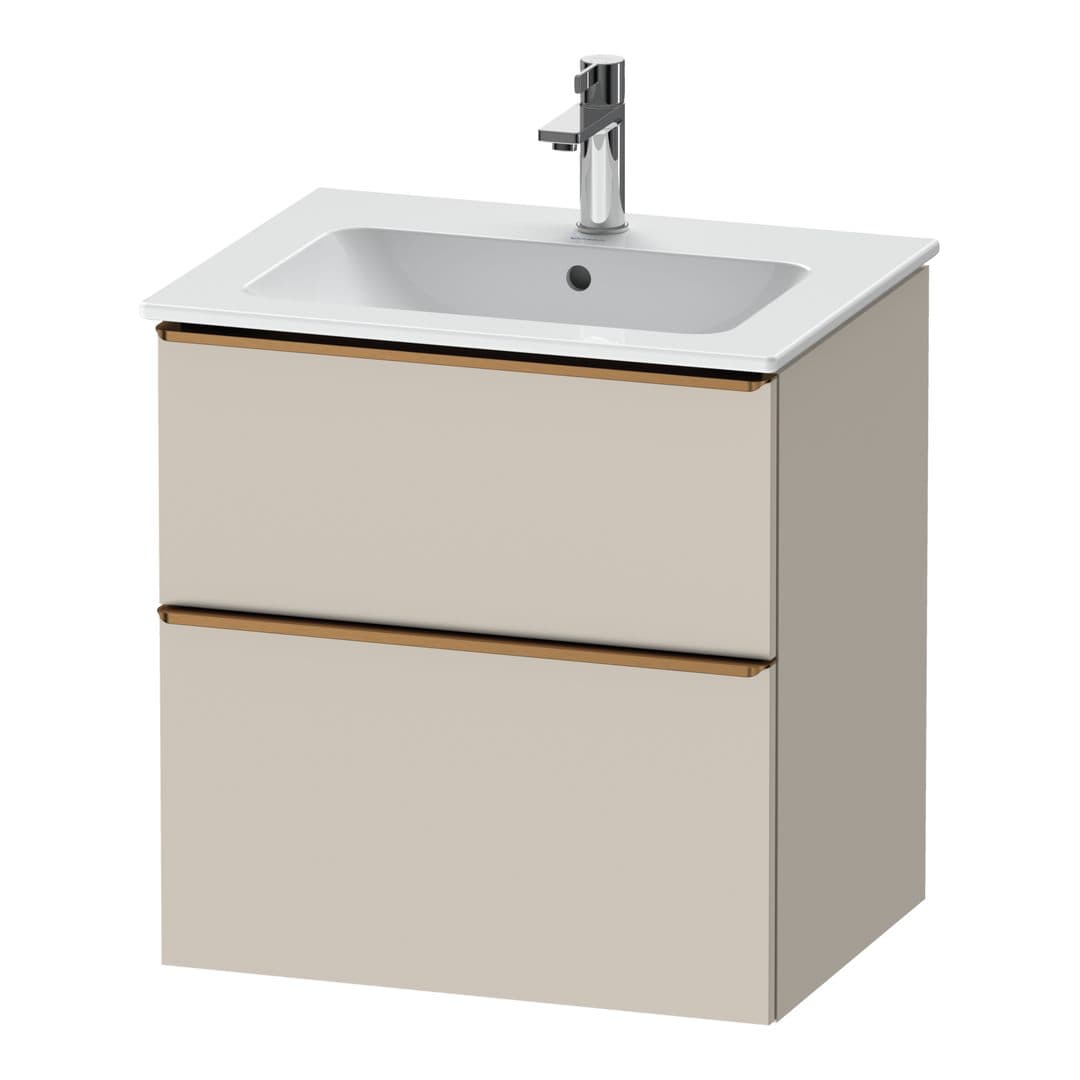 Duravit D-Neo – Έπιπλο Νιπτήρα – 610 mm, 2 συρτάρια, νιπτήρας κέντρο, Bronze Brushed – Taupe Matt, Decor (DE4361004910000)