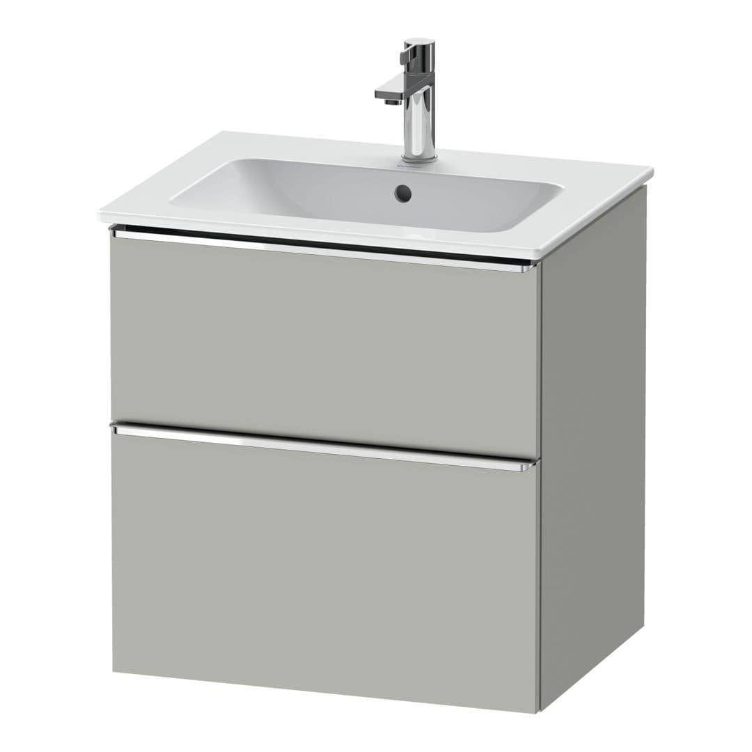 Duravit D-Neo – Έπιπλο Νιπτήρα – 610 mm, 2 συρτάρια, νιπτήρας κέντρο, Chrome High Gloss – Concrete grey Matt, Decor (DE4361010070000)