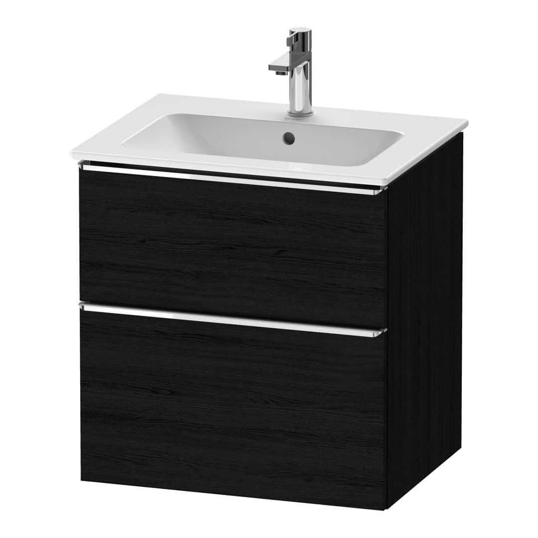 Duravit D-Neo – Έπιπλο Νιπτήρα – 610 mm, 2 συρτάρια, νιπτήρας κέντρο, Chrome High Gloss – Black oak Matt, Decor (DE4361010160000)