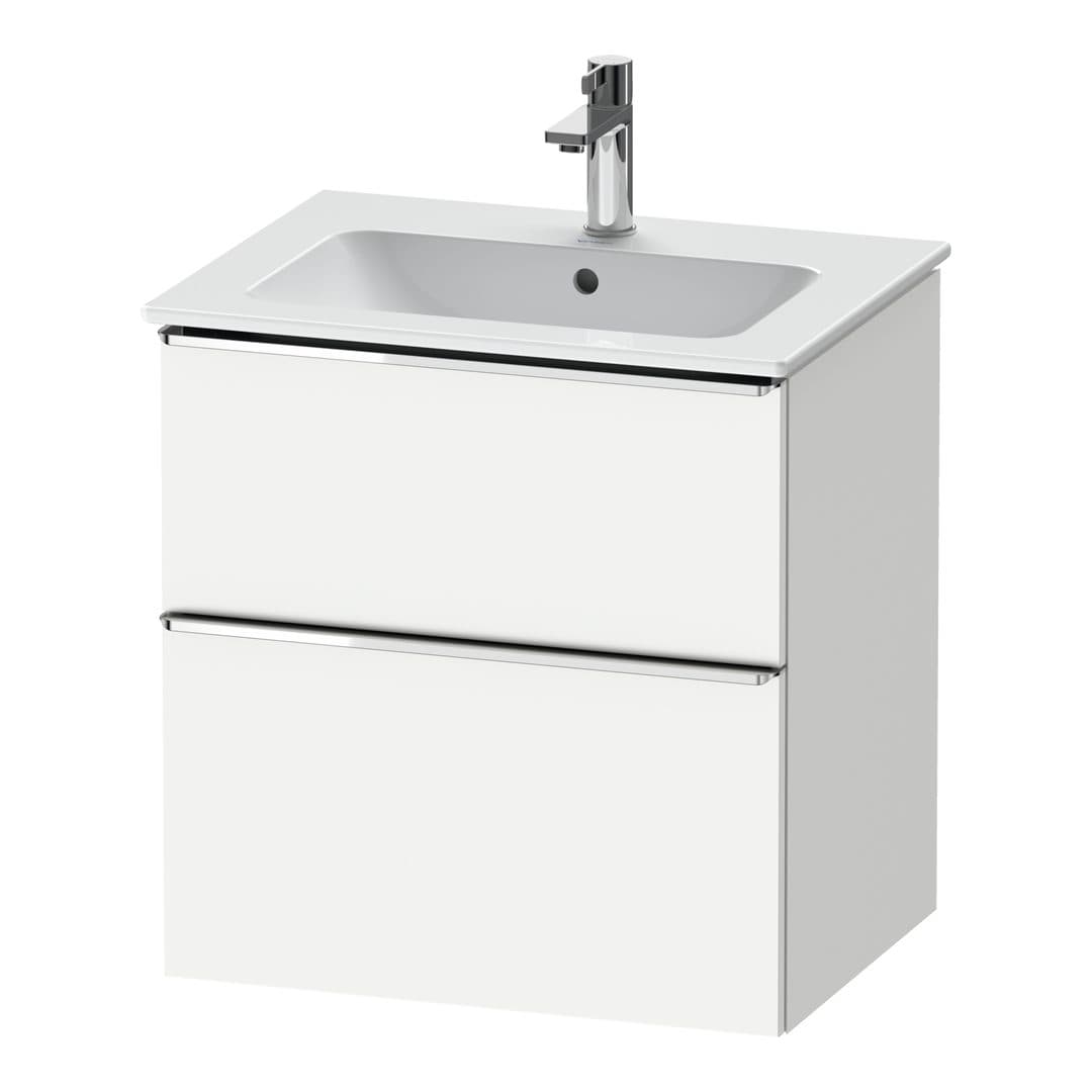 Duravit D-Neo – Έπιπλο Νιπτήρα – 610 mm, 2 συρτάρια, νιπτήρας κέντρο, Chrome High Gloss – White Matt, Decor (DE4361010180000)