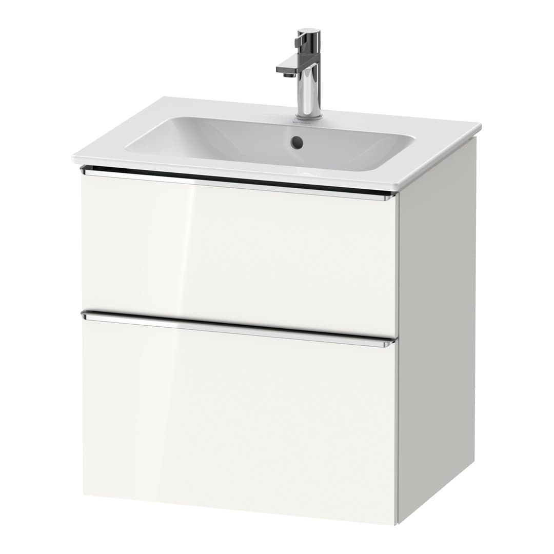 Duravit D-Neo – Έπιπλο Νιπτήρα – 610 mm, 2 συρτάρια, νιπτήρας κέντρο, Chrome High Gloss – White High Gloss, Decor (DE4361010220000)