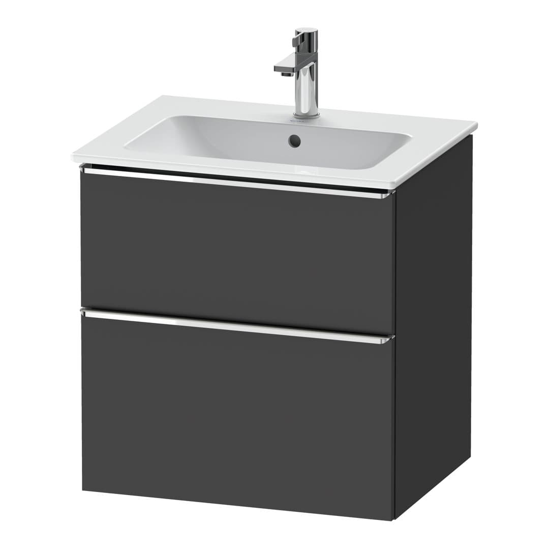 Duravit D-Neo – Έπιπλο Νιπτήρα – 610 mm, 2 συρτάρια, νιπτήρας κέντρο, Chrome High Gloss – Graphite Matt, Decor (DE4361010490000)