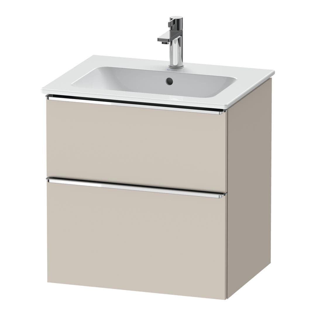 Duravit D-Neo – Έπιπλο Νιπτήρα – 610 mm, 2 συρτάρια, νιπτήρας κέντρο, Chrome High Gloss – Taupe Matt, Decor (DE4361010910000)