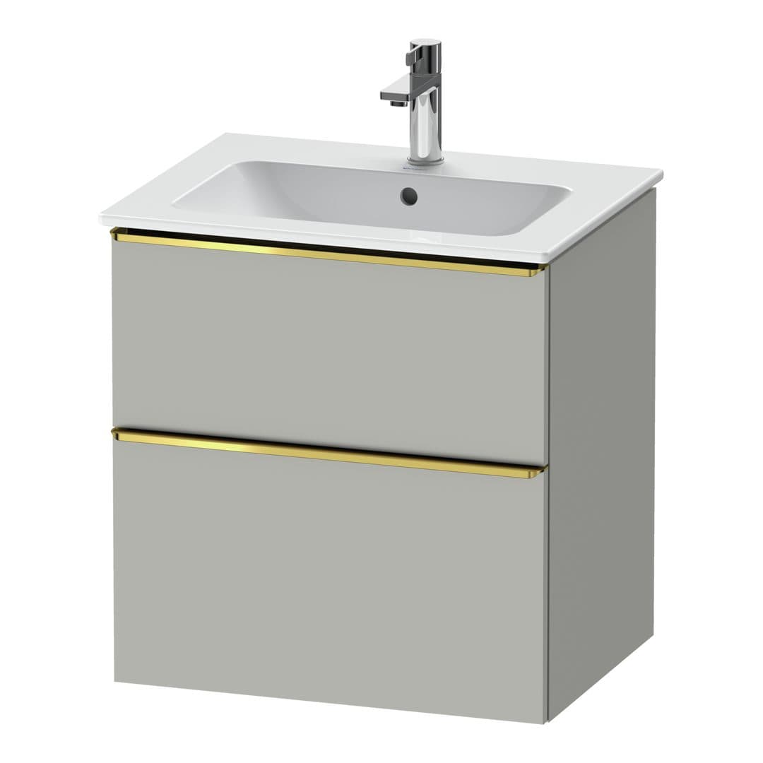 Duravit D-Neo – Έπιπλο Νιπτήρα – 610 mm, 2 συρτάρια, νιπτήρας κέντρο, Gold Polished – Concrete grey Matt, Decor (DE4361034070000)