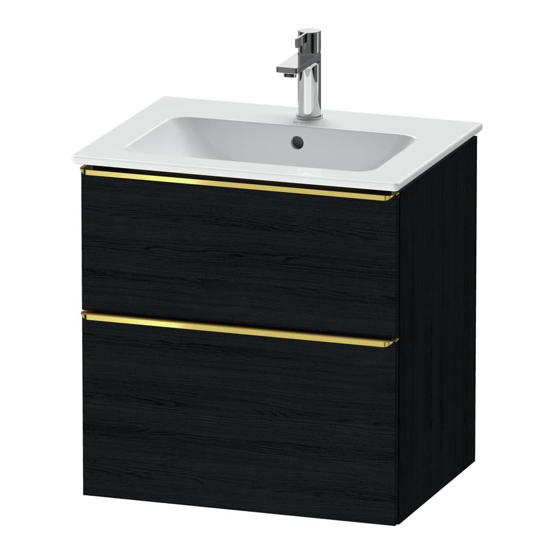 Duravit D-Neo – Έπιπλο Νιπτήρα – 610 mm, 2 συρτάρια, νιπτήρας κέντρο, Gold Polished – Black oak Matt, Decor (DE4361034160000)