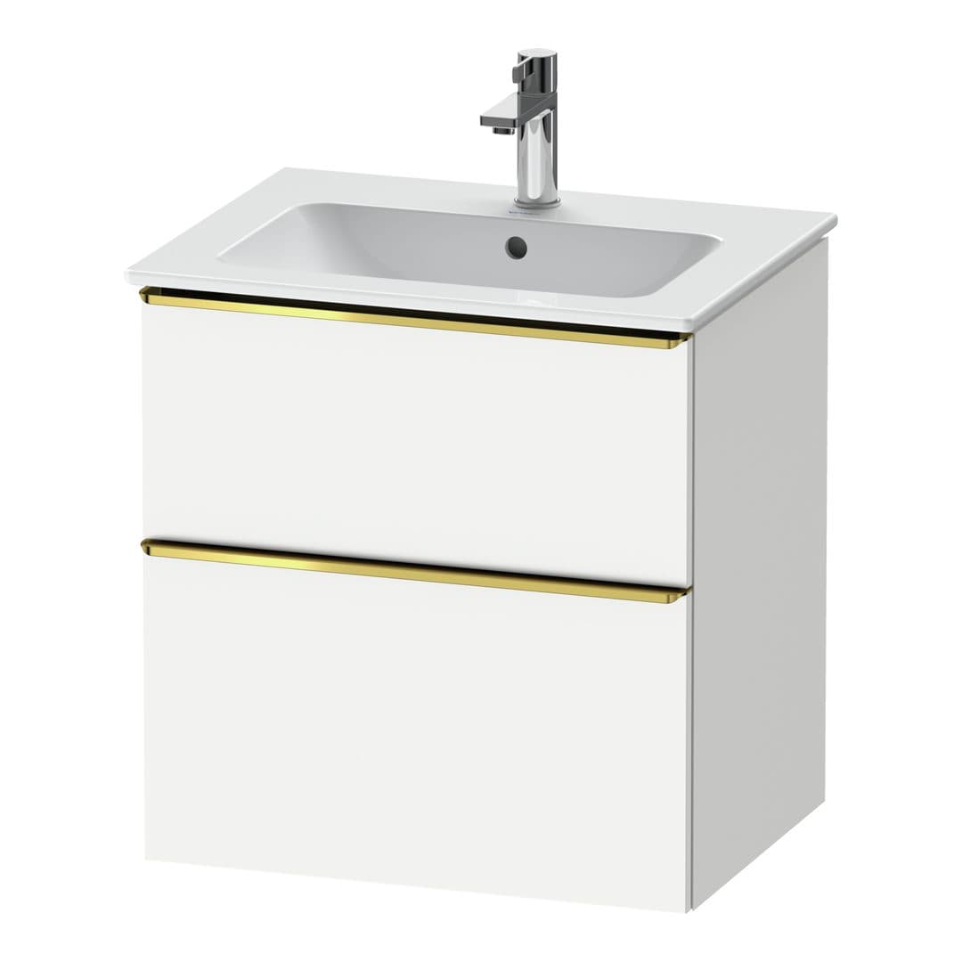 Duravit D-Neo – Έπιπλο Νιπτήρα – 610 mm, 2 συρτάρια, νιπτήρας κέντρο, Gold Polished – White Matt, Decor (DE4361034180000)
