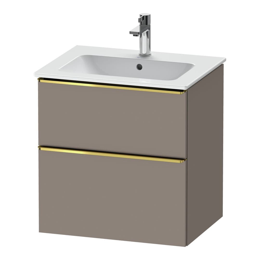 Duravit D-Neo – Έπιπλο Νιπτήρα – 610 mm, 2 συρτάρια, νιπτήρας κέντρο, Gold Polished – Basalte Matt, Decor (DE4361034430000)