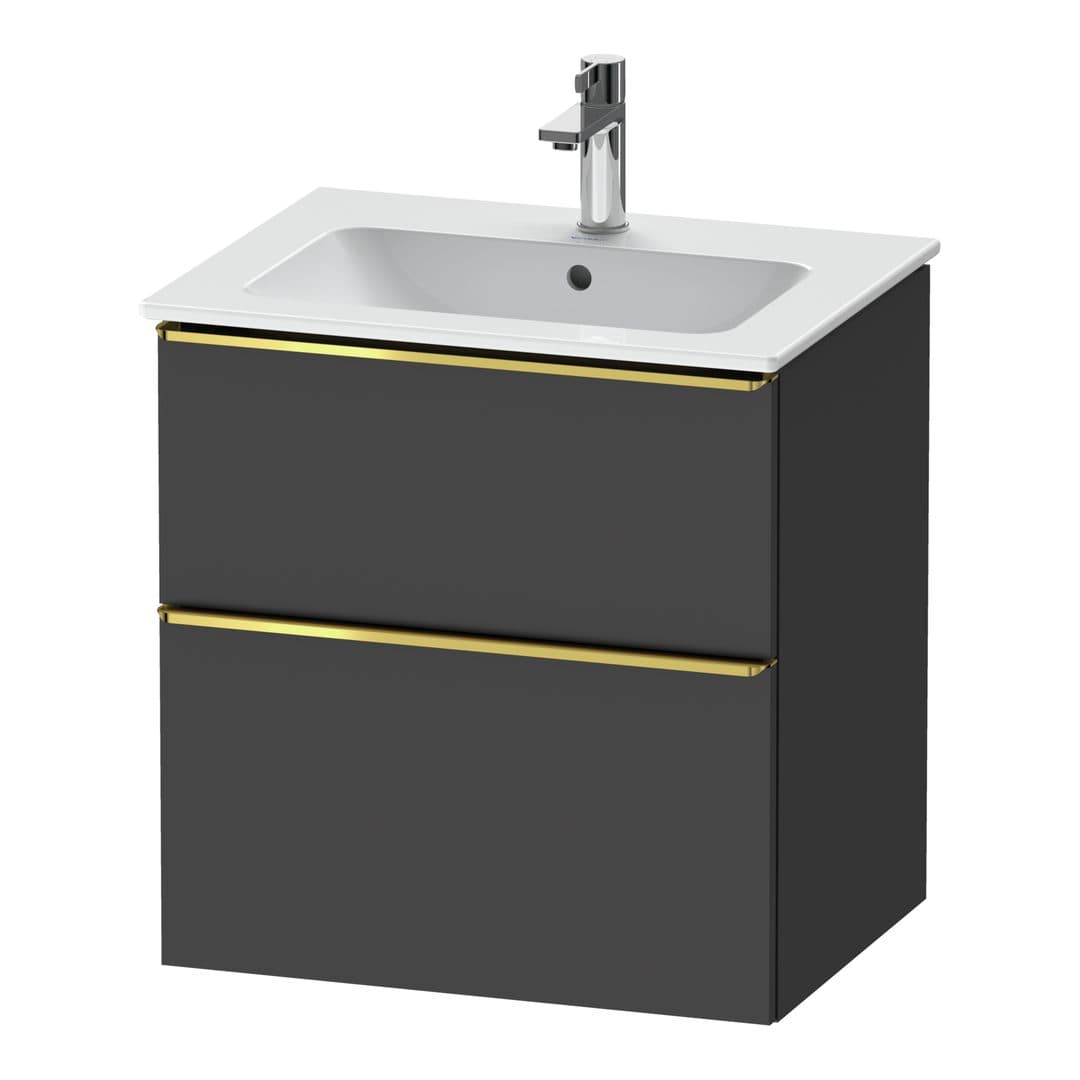 Duravit D-Neo – Έπιπλο Νιπτήρα – 610 mm, 2 συρτάρια, νιπτήρας κέντρο, Gold Polished – Graphite Matt, Decor (DE4361034490000)
