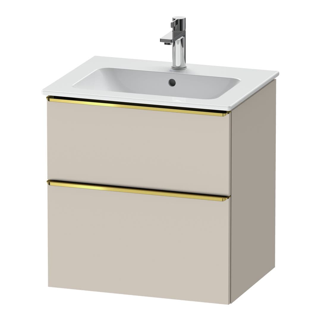 Duravit D-Neo – Έπιπλο Νιπτήρα – 610 mm, 2 συρτάρια, νιπτήρας κέντρο, Gold Polished – Taupe Matt, Decor (DE4361034910000)