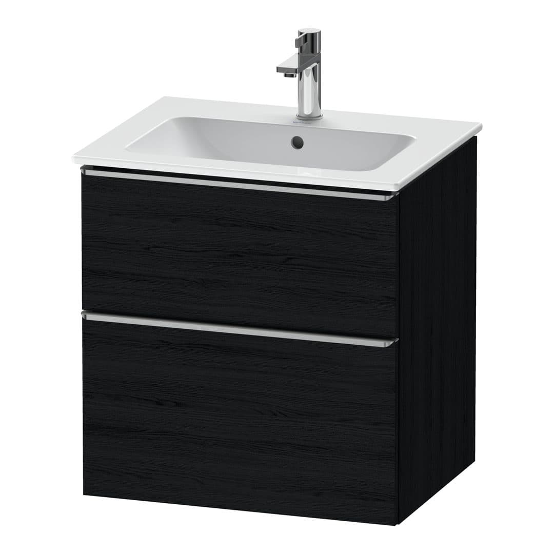 Duravit D-Neo – Έπιπλο Νιπτήρα – 610 mm, 2 συρτάρια, νιπτήρας κέντρο, Stainless steel Brushed – Black oak Matt, Decor (DE4361070160000)