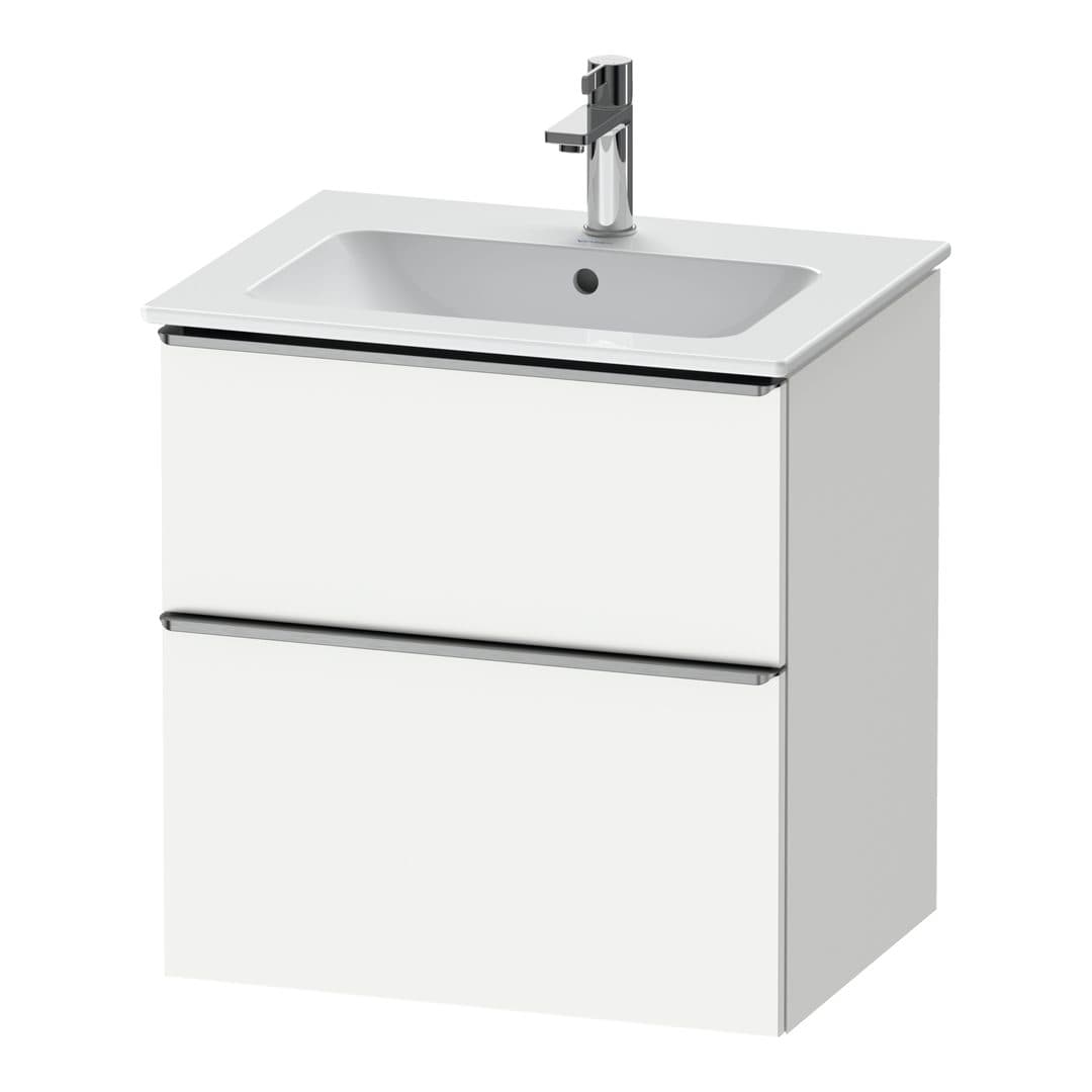 Duravit D-Neo – Έπιπλο Νιπτήρα – 610 mm, 2 συρτάρια, νιπτήρας κέντρο, Stainless steel Brushed – White Matt, Decor (DE4361070180000)