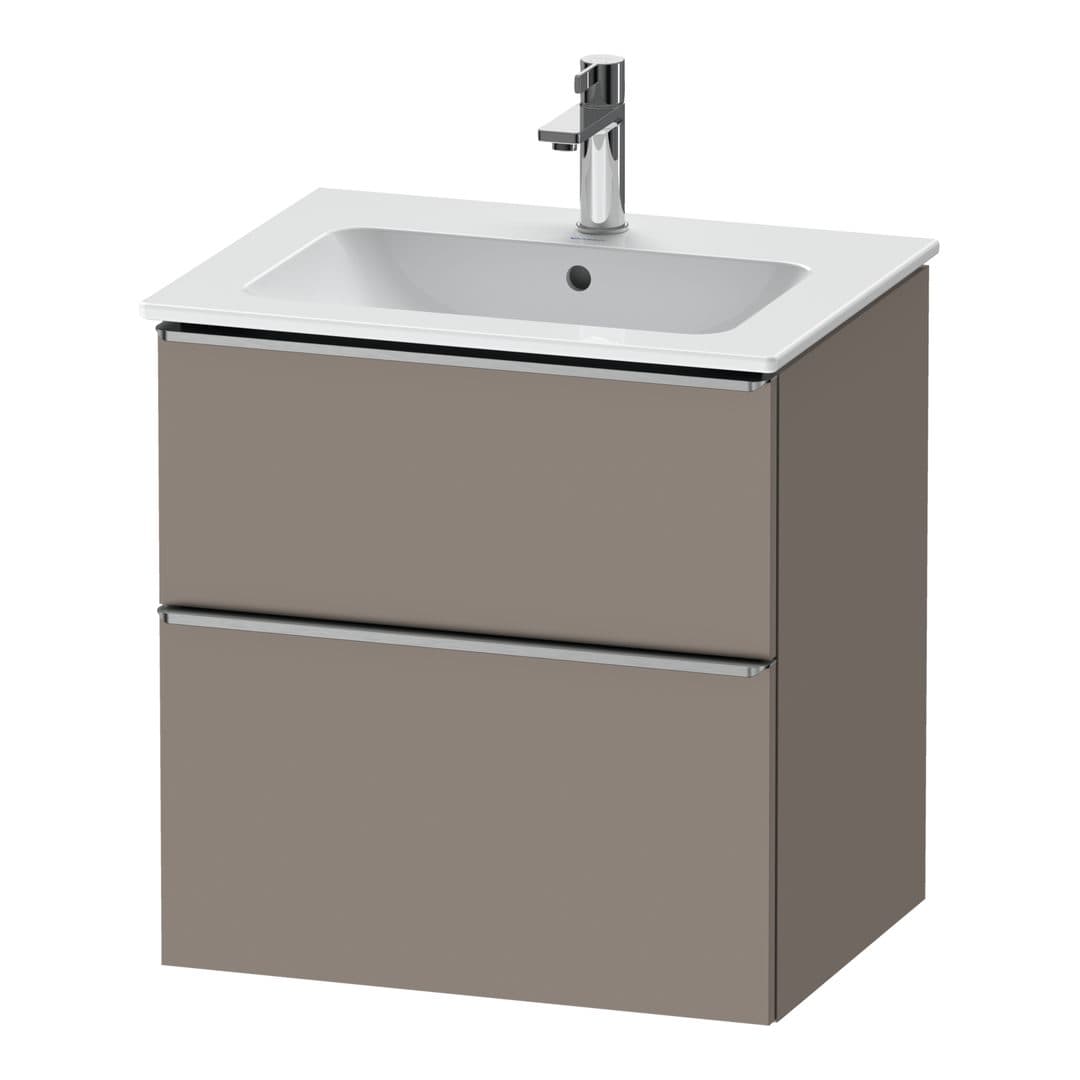Duravit D-Neo – Έπιπλο Νιπτήρα – 610 mm, 2 συρτάρια, νιπτήρας κέντρο, Stainless steel Brushed – Basalte Matt, Decor (DE4361070430000)