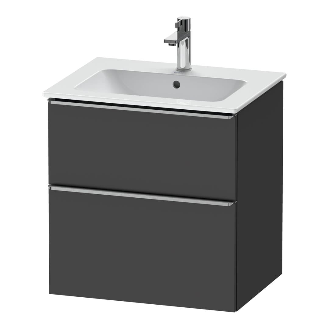 Duravit D-Neo – Έπιπλο Νιπτήρα – 610 mm, 2 συρτάρια, νιπτήρας κέντρο, Stainless steel Brushed – Graphite Matt, Decor (DE4361070490000)