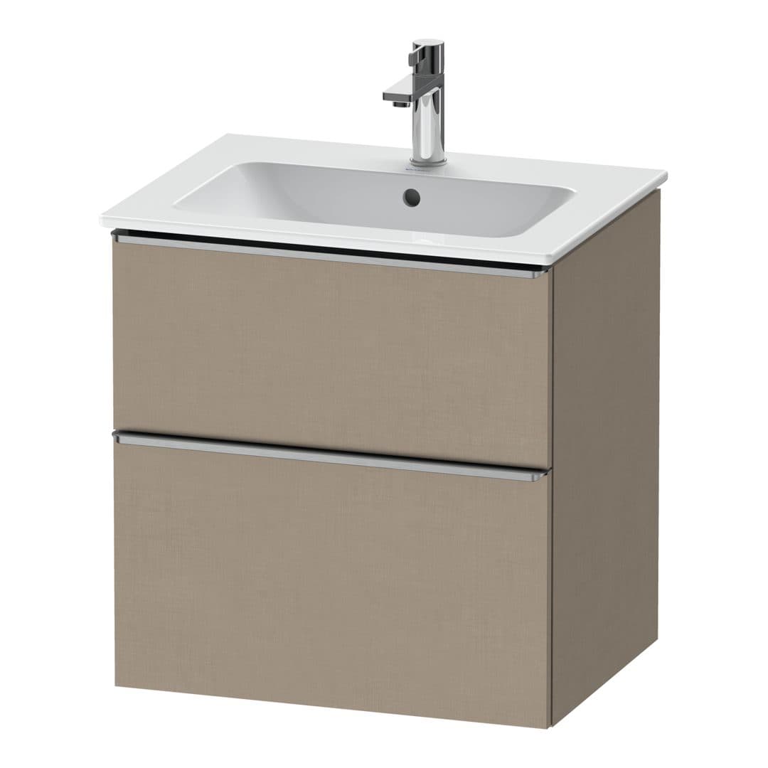 Duravit D-Neo – Έπιπλο Νιπτήρα – 610 mm, 2 συρτάρια, νιπτήρας κέντρο, Stainless steel Brushed – Linen Matt, Decor (DE4361070750000)