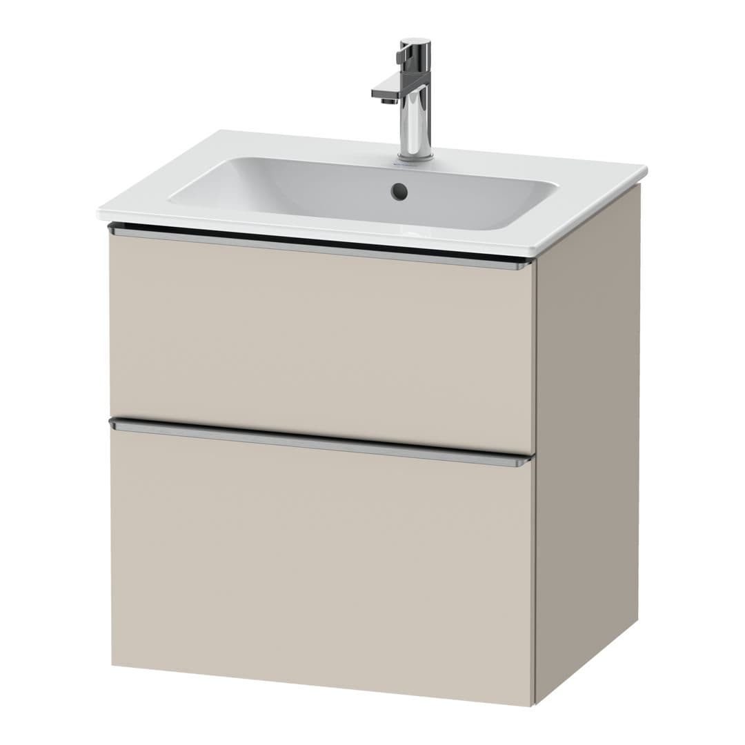 Duravit D-Neo – Έπιπλο Νιπτήρα – 610 mm, 2 συρτάρια, νιπτήρας κέντρο, Stainless steel Brushed – Taupe Matt, Decor (DE4361070910000)