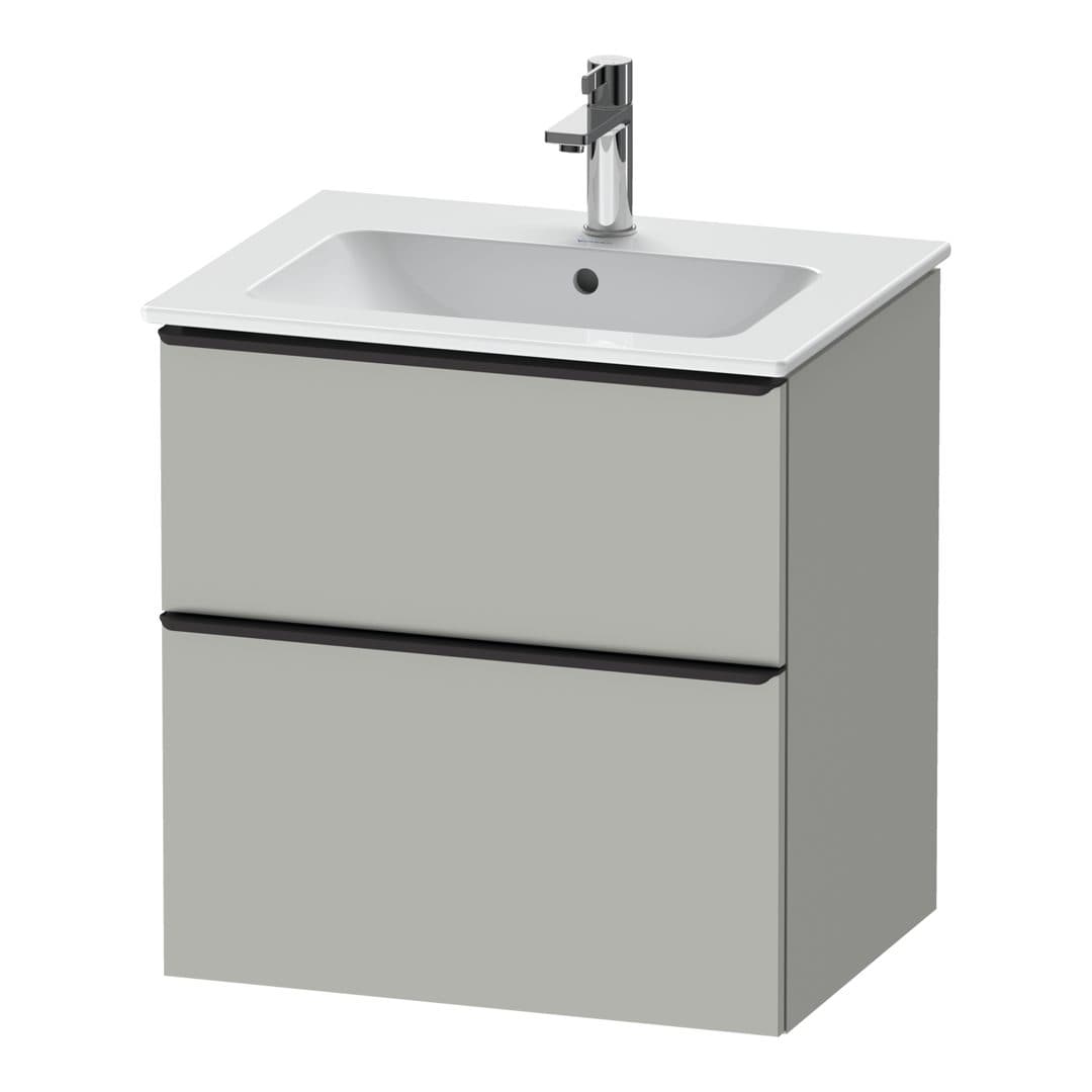 Duravit D-Neo – Έπιπλο Νιπτήρα – 610 mm, 2 συρτάρια, νιπτήρας κέντρο, Diamond black Matt – Concrete grey Matt, Decor (DE43610BD070000)