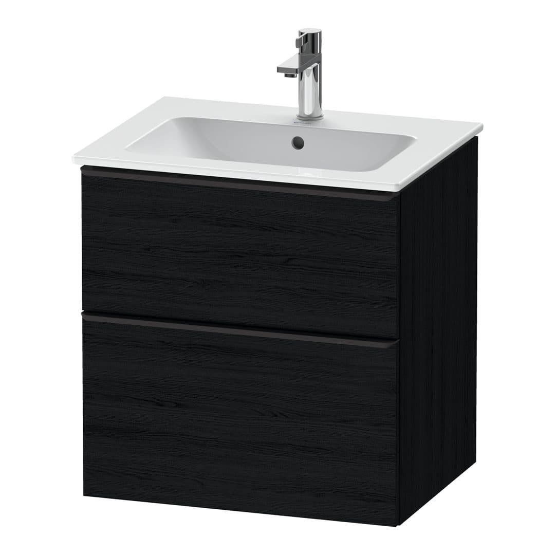 Duravit D-Neo – Έπιπλο Νιπτήρα – 610 mm, 2 συρτάρια, νιπτήρας κέντρο, Diamond black Matt – Black oak Matt, Decor (DE43610BD160000)