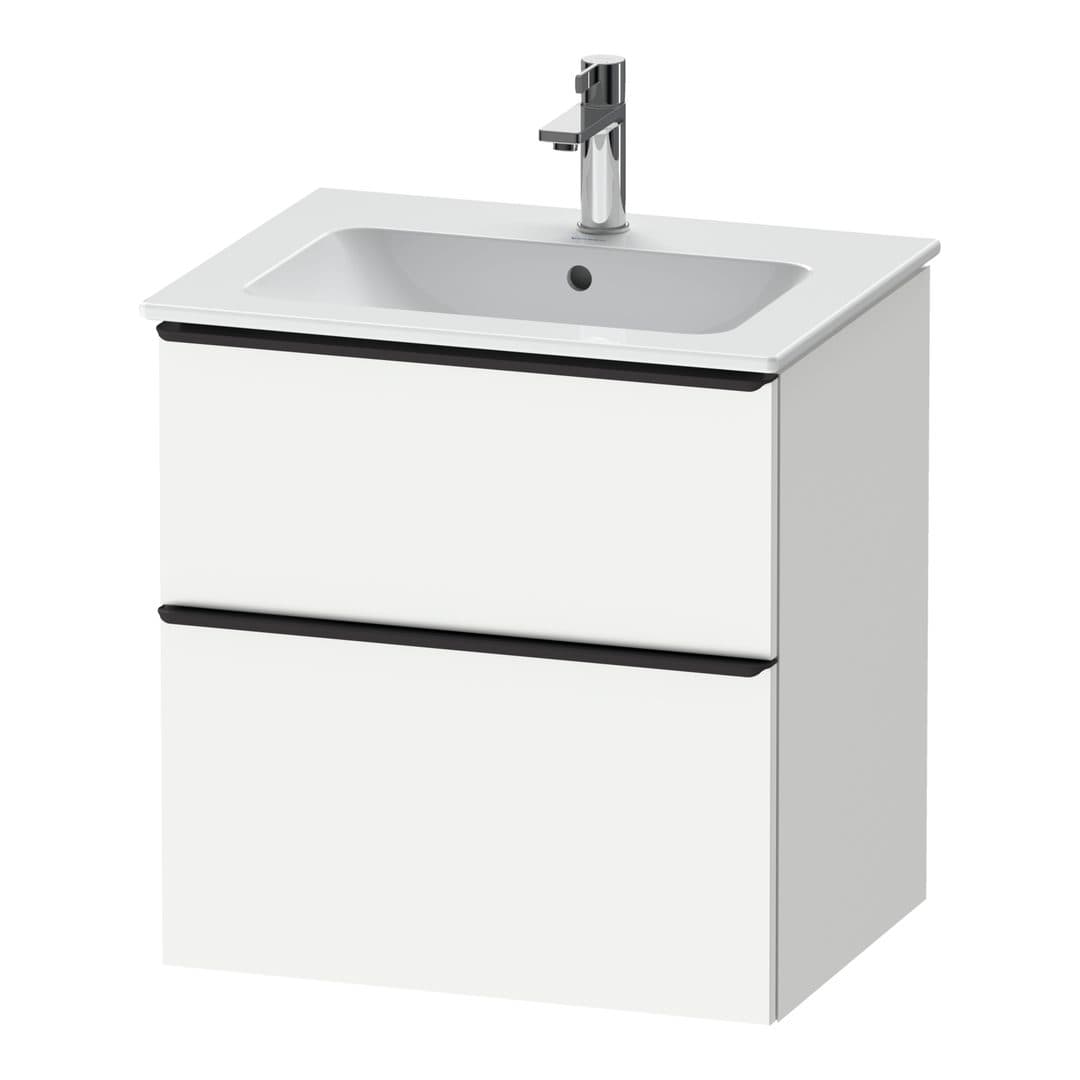 Duravit D-Neo – Έπιπλο Νιπτήρα – 610 mm, 2 συρτάρια, νιπτήρας κέντρο, Diamond black Matt – White Matt, Decor (DE43610BD180000)