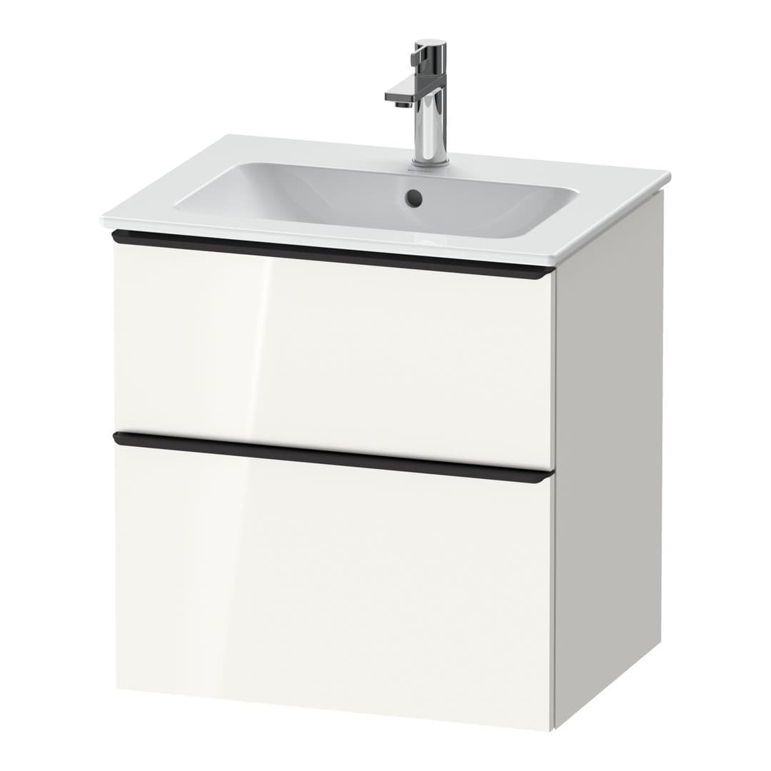 Duravit D-Neo – Έπιπλο Νιπτήρα – 610 mm, 2 συρτάρια, νιπτήρας κέντρο, Diamond black Matt – White High Gloss, Decor (DE43610BD220000)