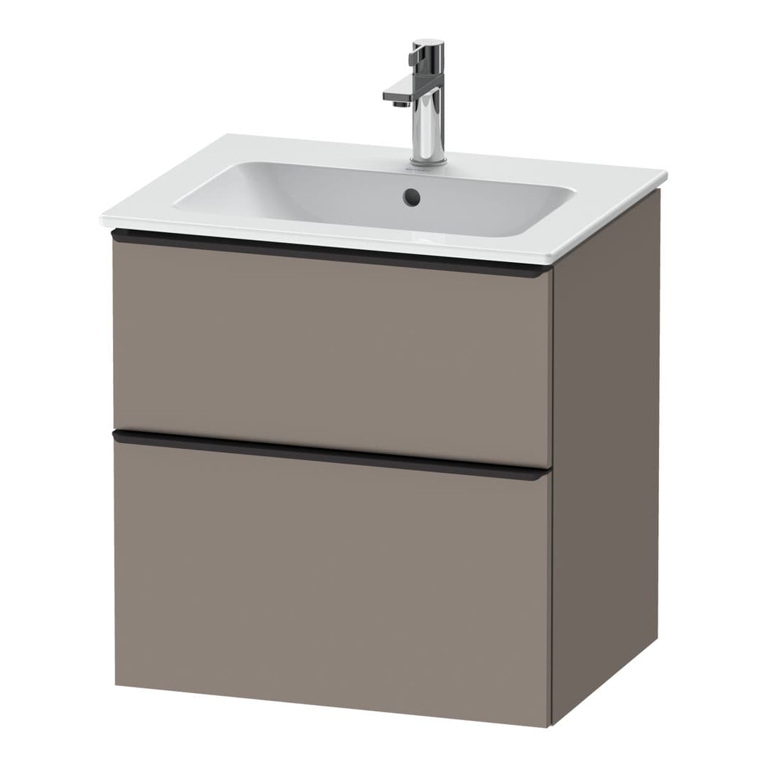Duravit D-Neo – Έπιπλο Νιπτήρα – 610 mm, 2 συρτάρια, νιπτήρας κέντρο, Diamond black Matt – Basalte Matt, Decor (DE43610BD430000)