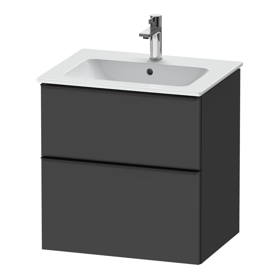 Duravit D-Neo – Έπιπλο Νιπτήρα – 610 mm, 2 συρτάρια, νιπτήρας κέντρο, Diamond black Matt – Graphite Matt, Decor (DE43610BD490000)
