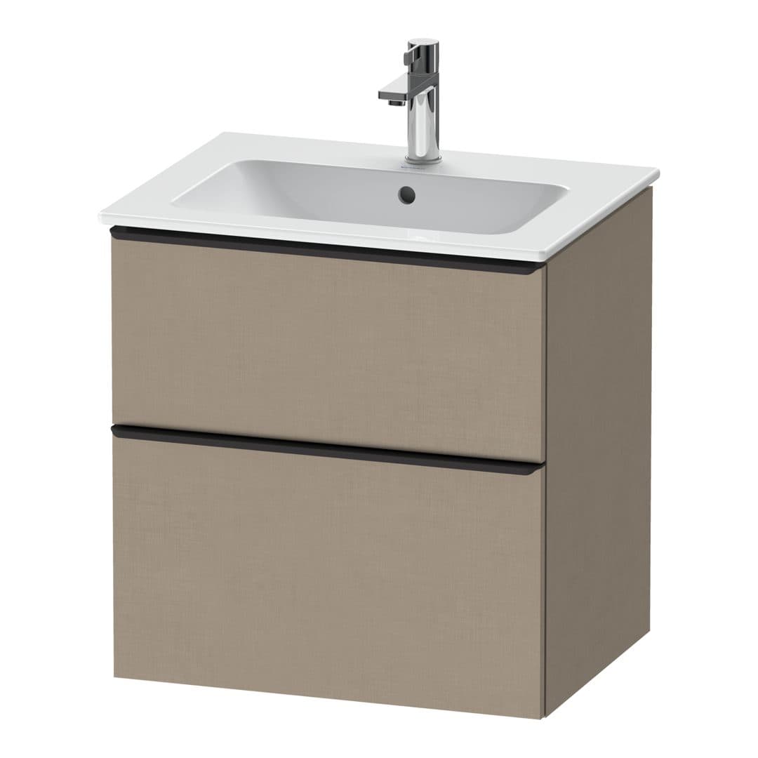 Duravit D-Neo – Έπιπλο Νιπτήρα – 610 mm, 2 συρτάρια, νιπτήρας κέντρο, Diamond black Matt – Linen Matt, Decor (DE43610BD750000)
